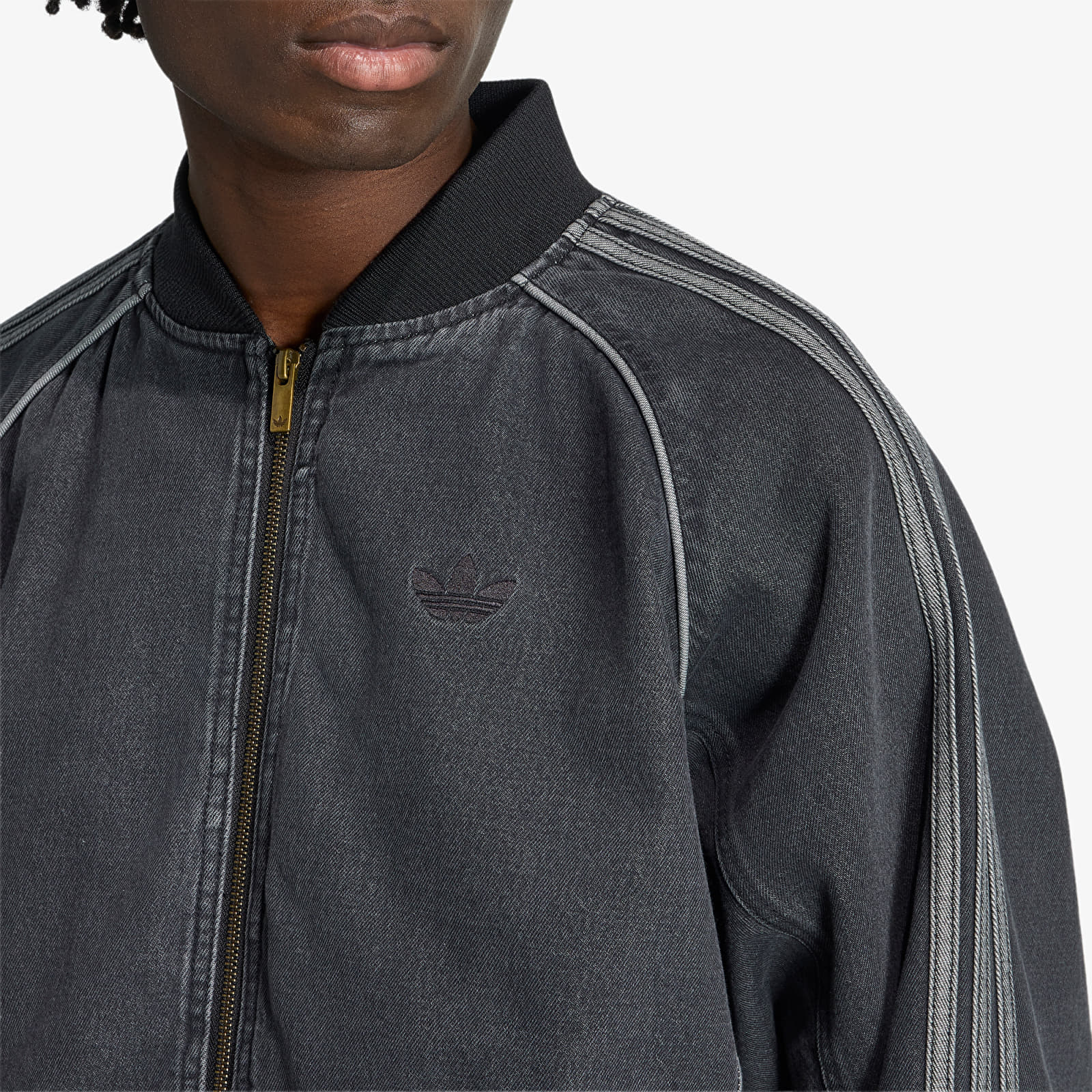 Pánské bundy adidas SST Denim Track Top True Black Denim