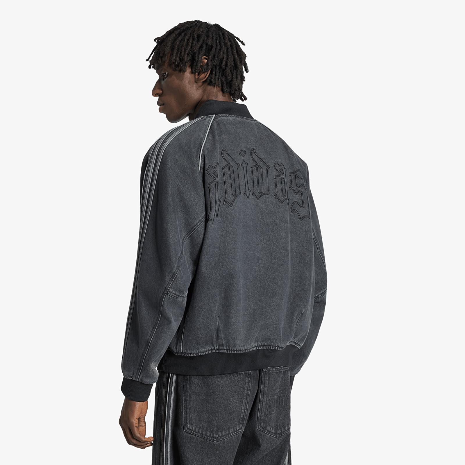 Pánské bundy adidas SST Denim Track Top True Black Denim