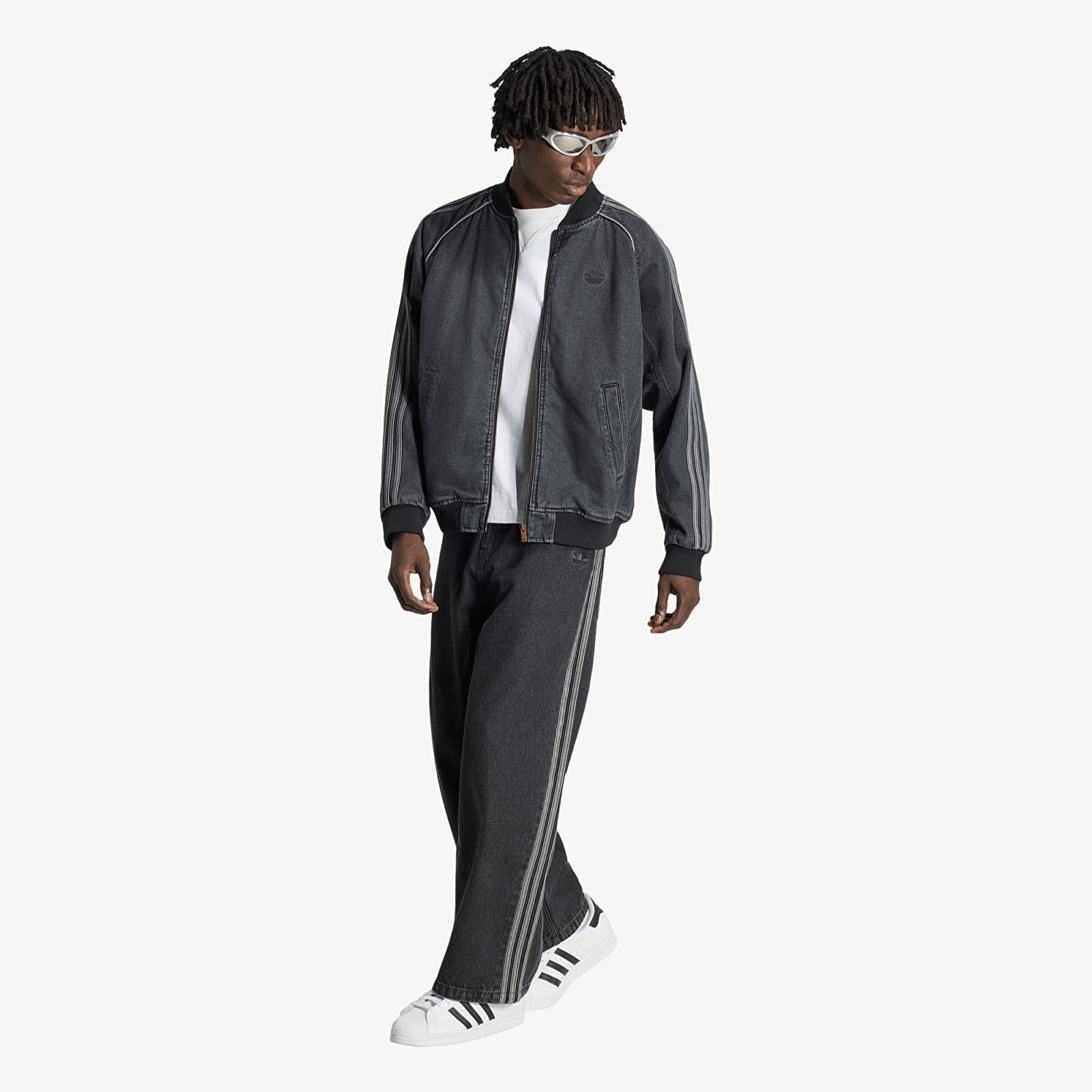 Pánské bundy adidas SST Denim Track Top True Black Denim