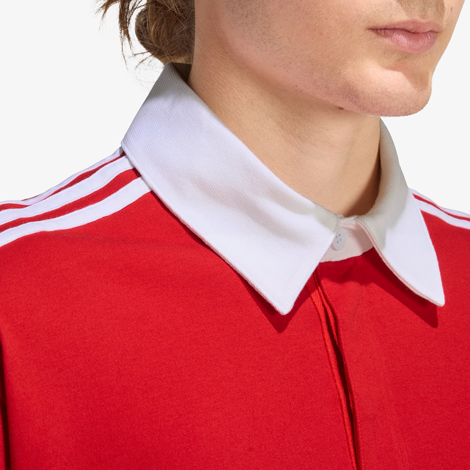 Magliette da uomo adidas 3-STRIPES Rugby Longsleeve Polo Better Scarlet