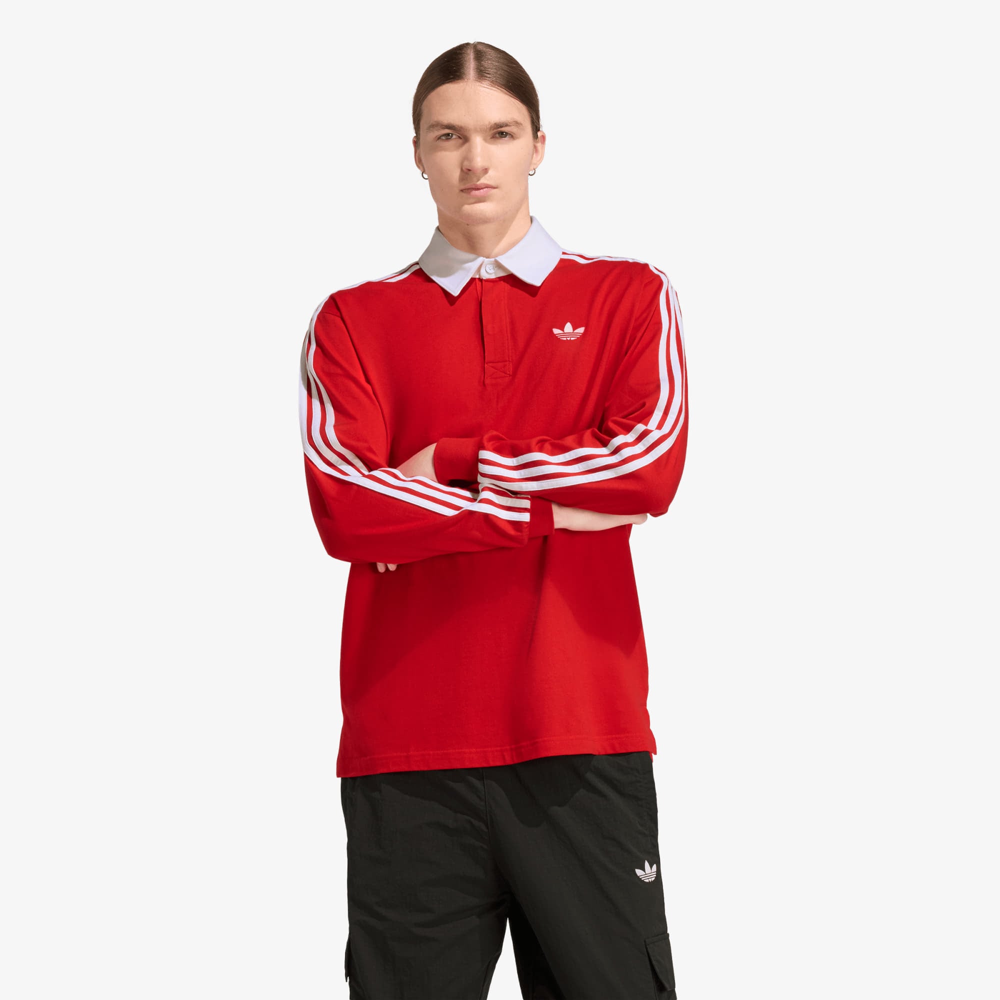 Тениска adidas 3-STRIPES Rugby Longsleeve Polo Better Scarlet M