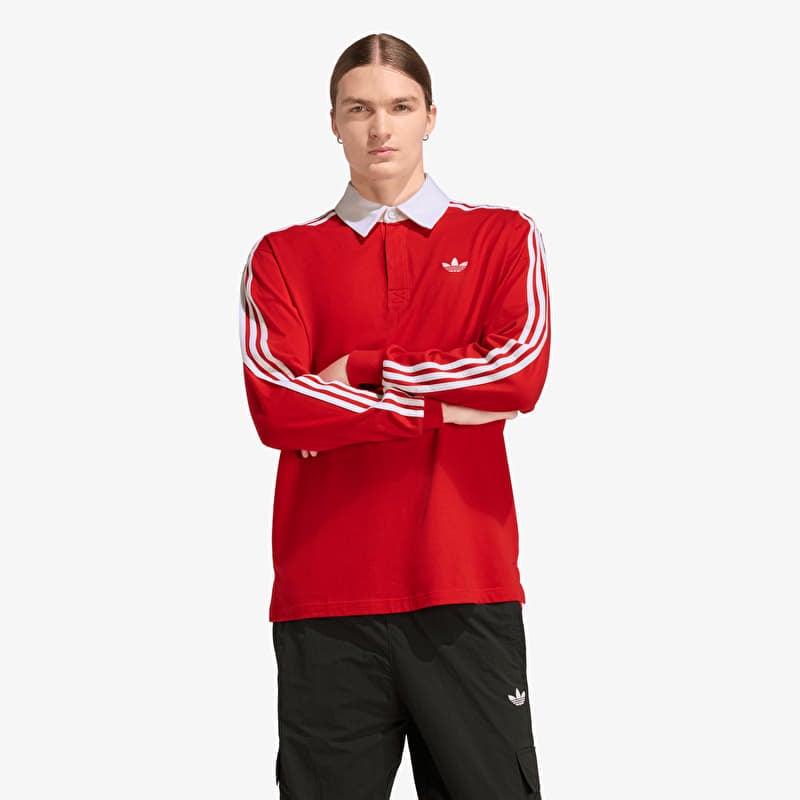 T-krekls adidas 3-STRIPES Rugby Longsleeve Polo Better Scarlet
