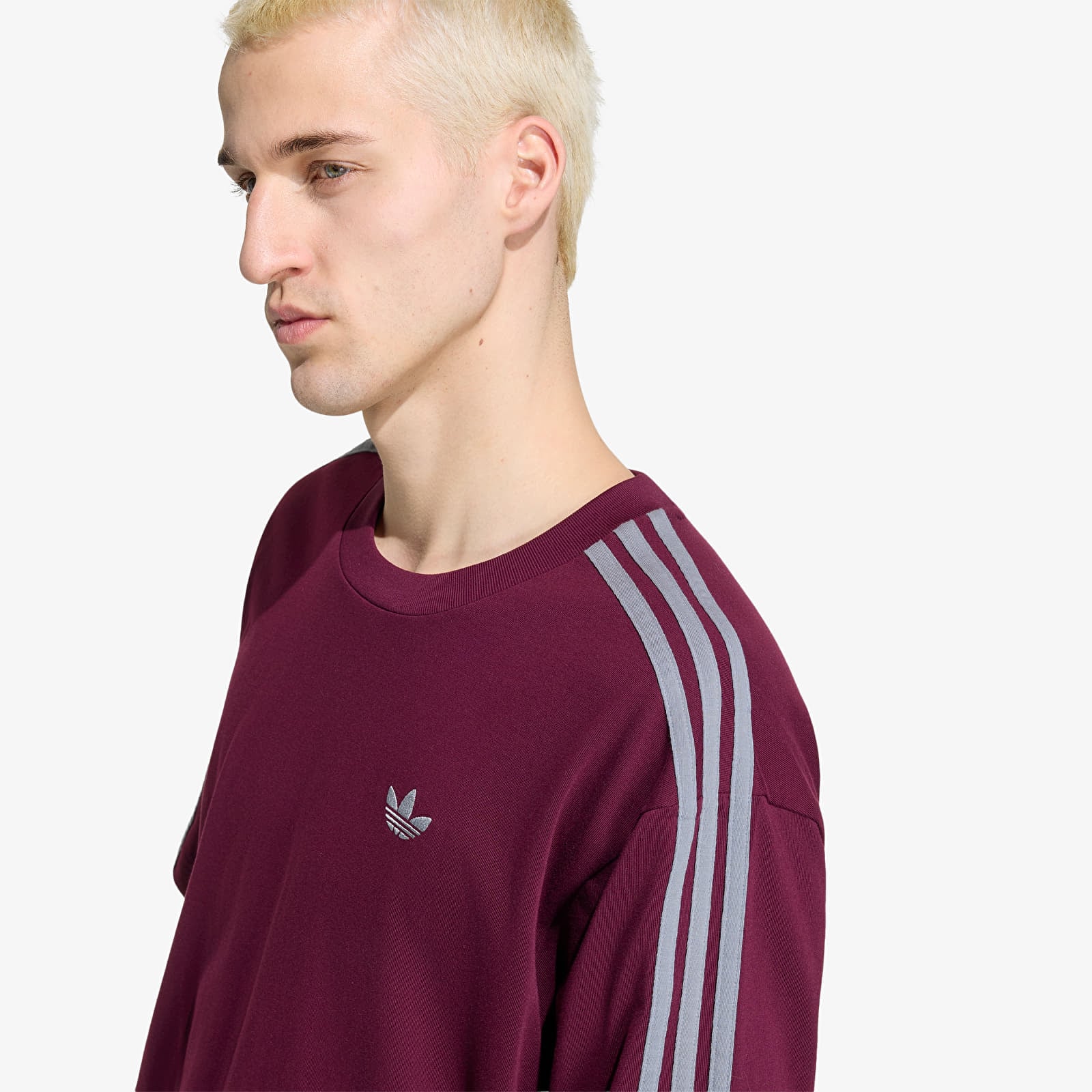 Pánske tričká adidas Adicolor 3-stripes Oversized Tee Maroon