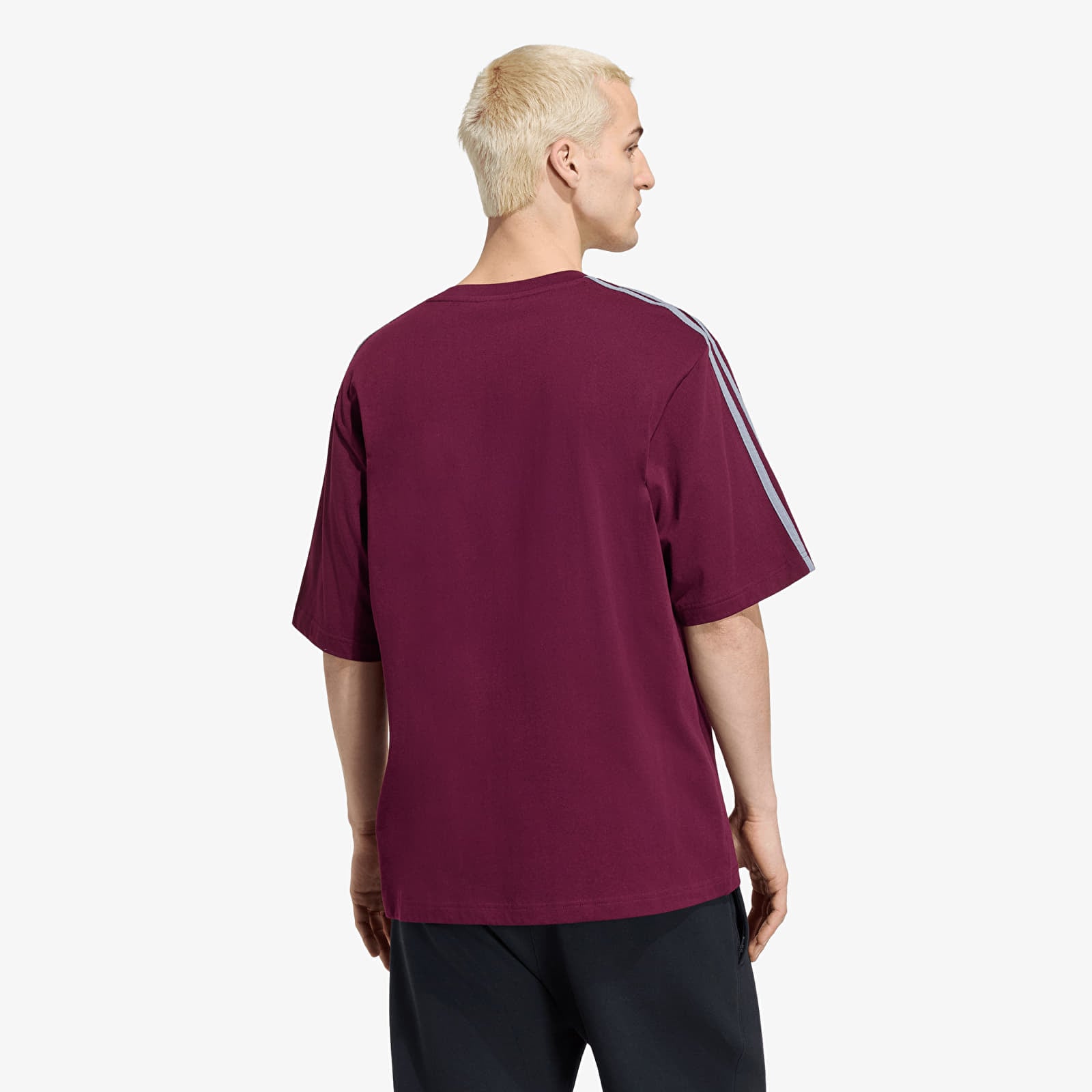 Pánske tričká adidas Adicolor 3-stripes Oversized Tee Maroon