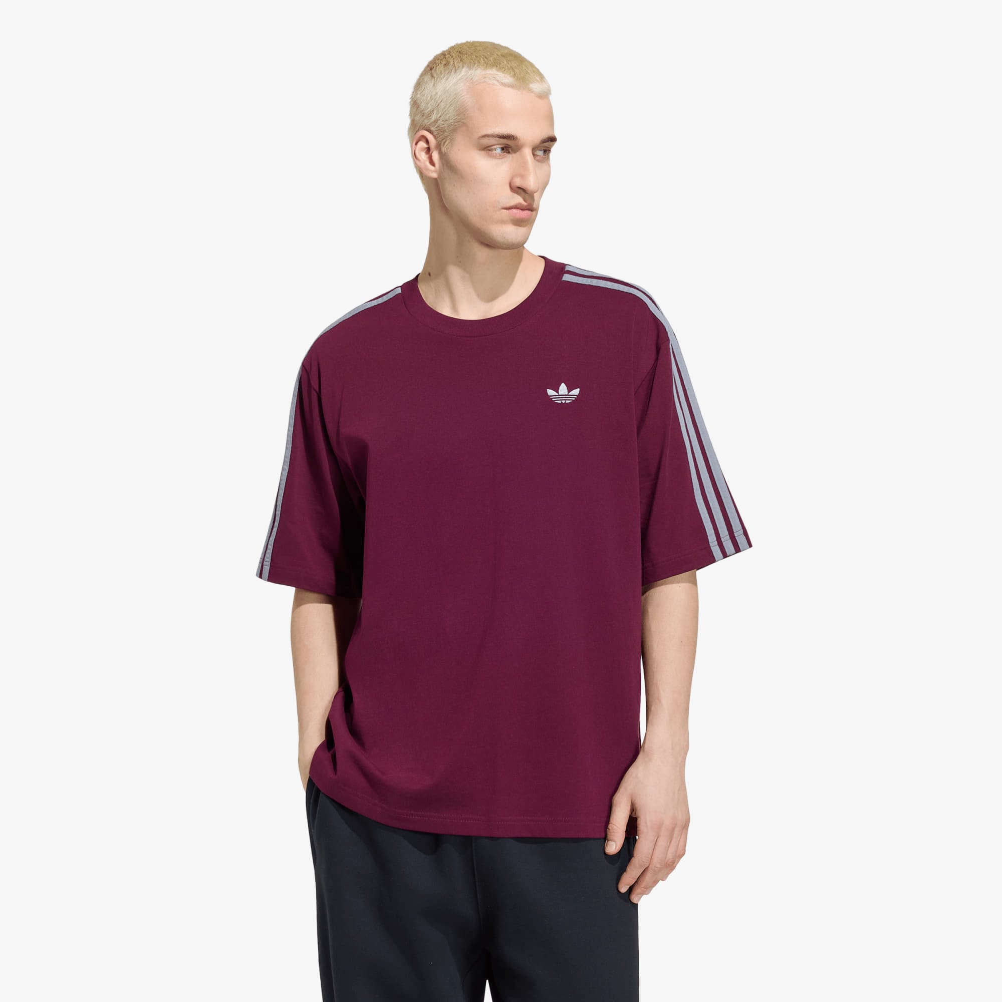 Tričko adidas Adicolor 3-stripes Oversized Tee Maroon S