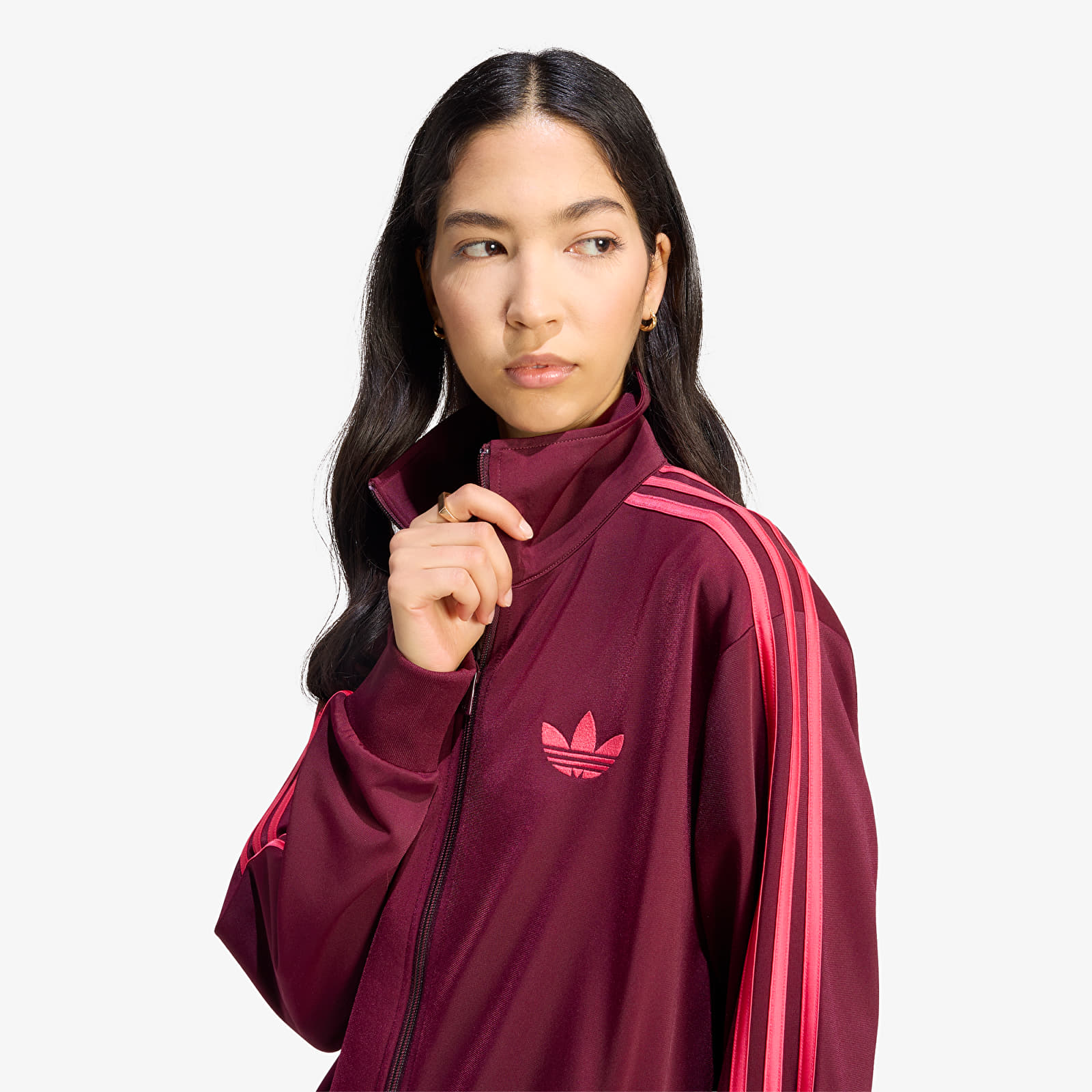 Jacken für Frauen adidas Firebird Track Top Loose Maroon/ Power Pink