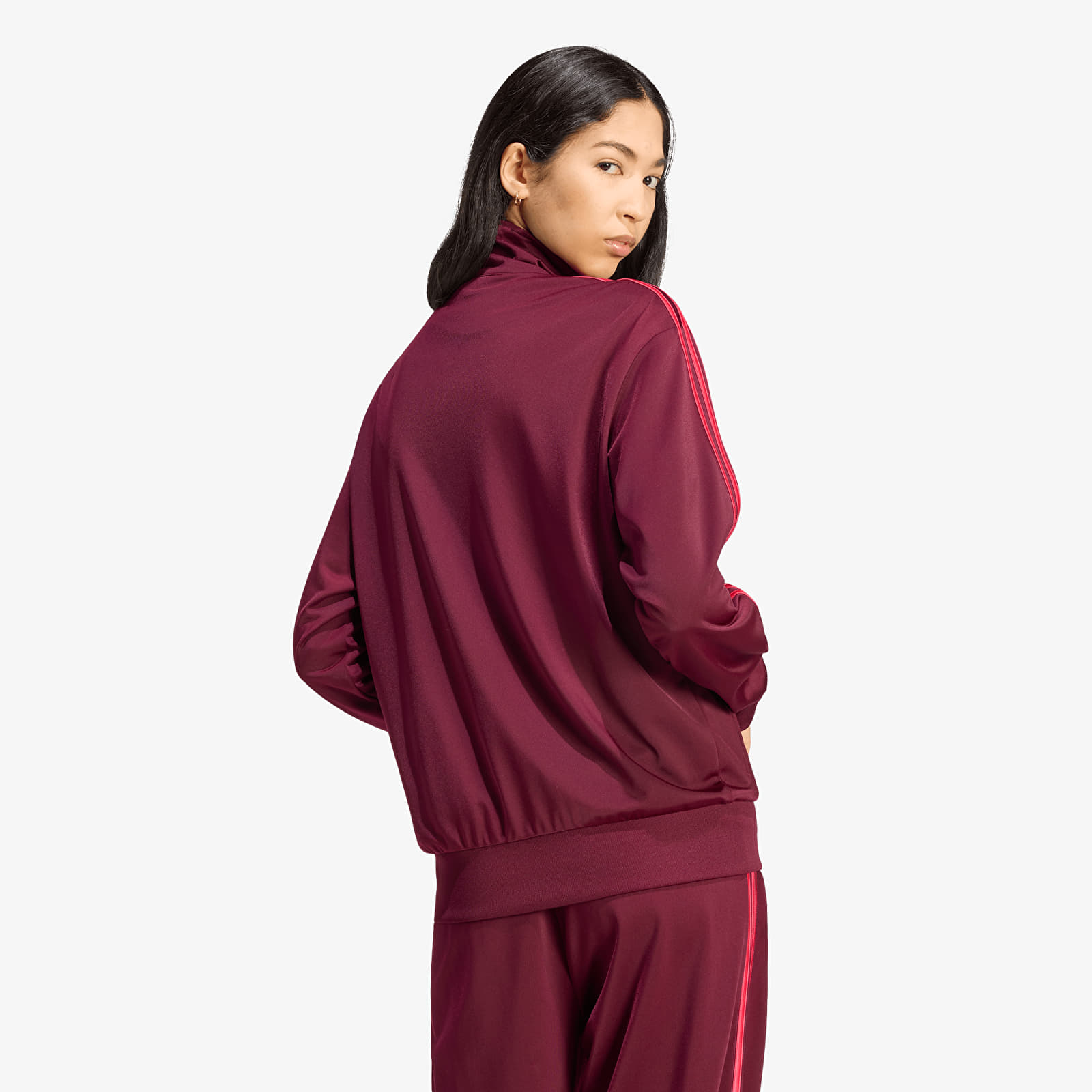Jacken für Frauen adidas Firebird Track Top Loose Maroon/ Power Pink