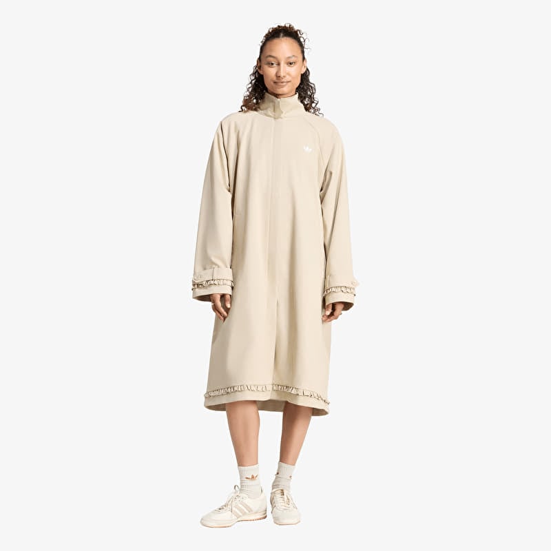 adidas Pleated Track Top Coat Khaki Three