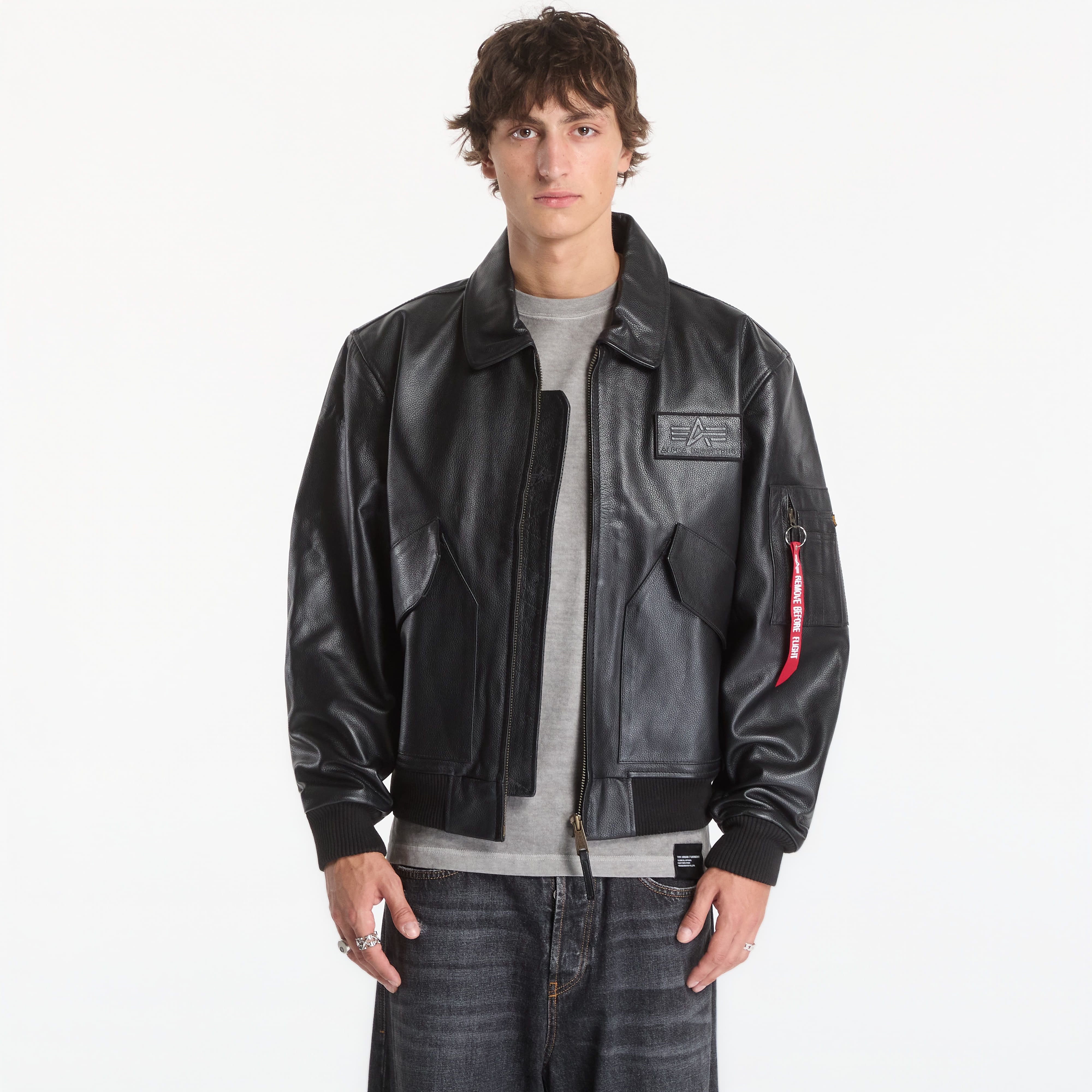 Bomber Alpha Industries CWU-45/P Leather Vintage Black M