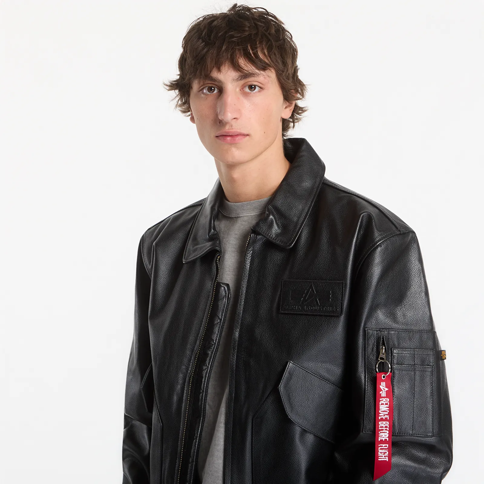 Men's bombers Alpha Industries CWU-45/P Leather Vintage Black