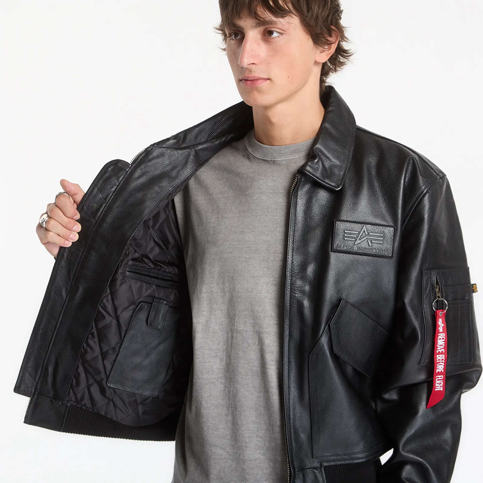 Men's bombers Alpha Industries CWU-45/P Leather Vintage Black