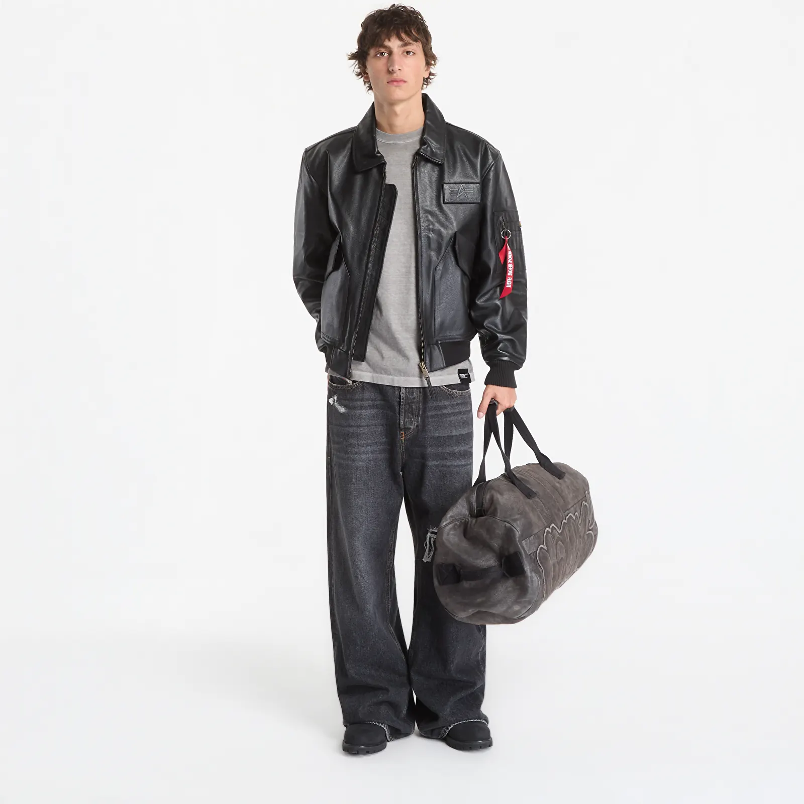 Men's bombers Alpha Industries CWU-45/P Leather Vintage Black