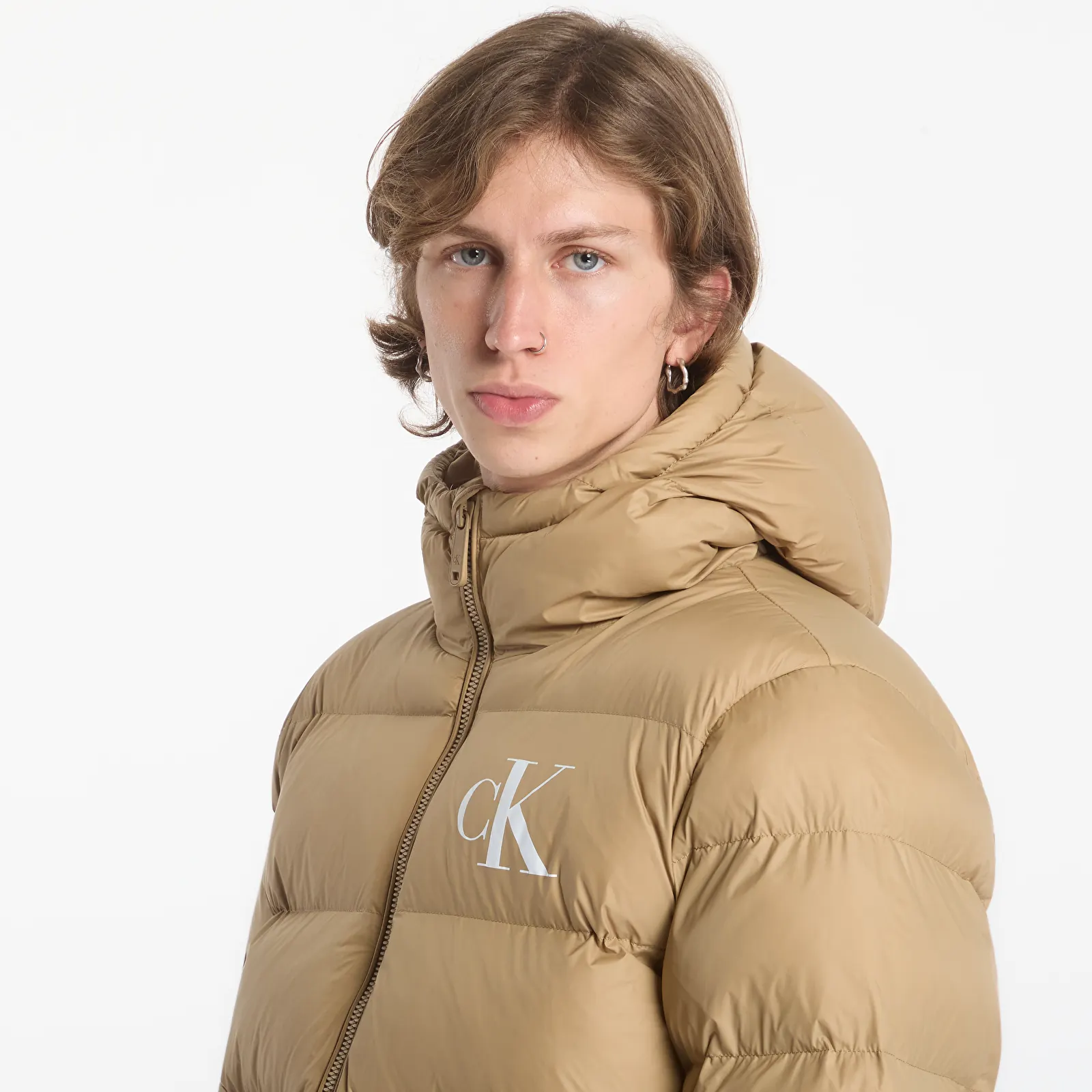 Vīriešu pūra jakas Calvin Klein Jeans Ls Ltwt Nyln Paded H Brown