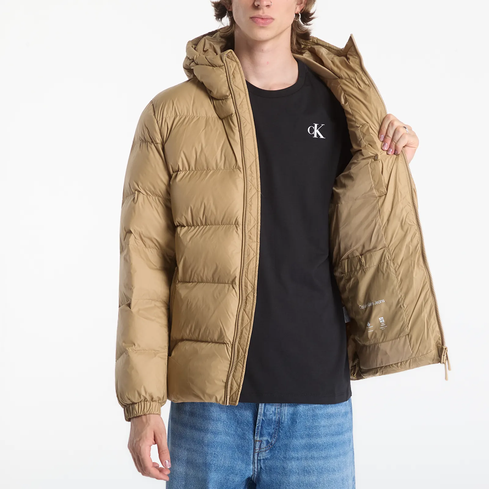 Vīriešu pūra jakas Calvin Klein Jeans Ls Ltwt Nyln Paded H Brown