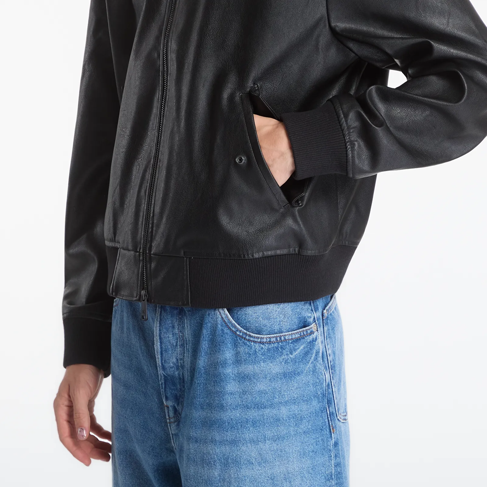 Herren-Bomber Calvin Klein Jeans Ls Faux Leather Sher Black
