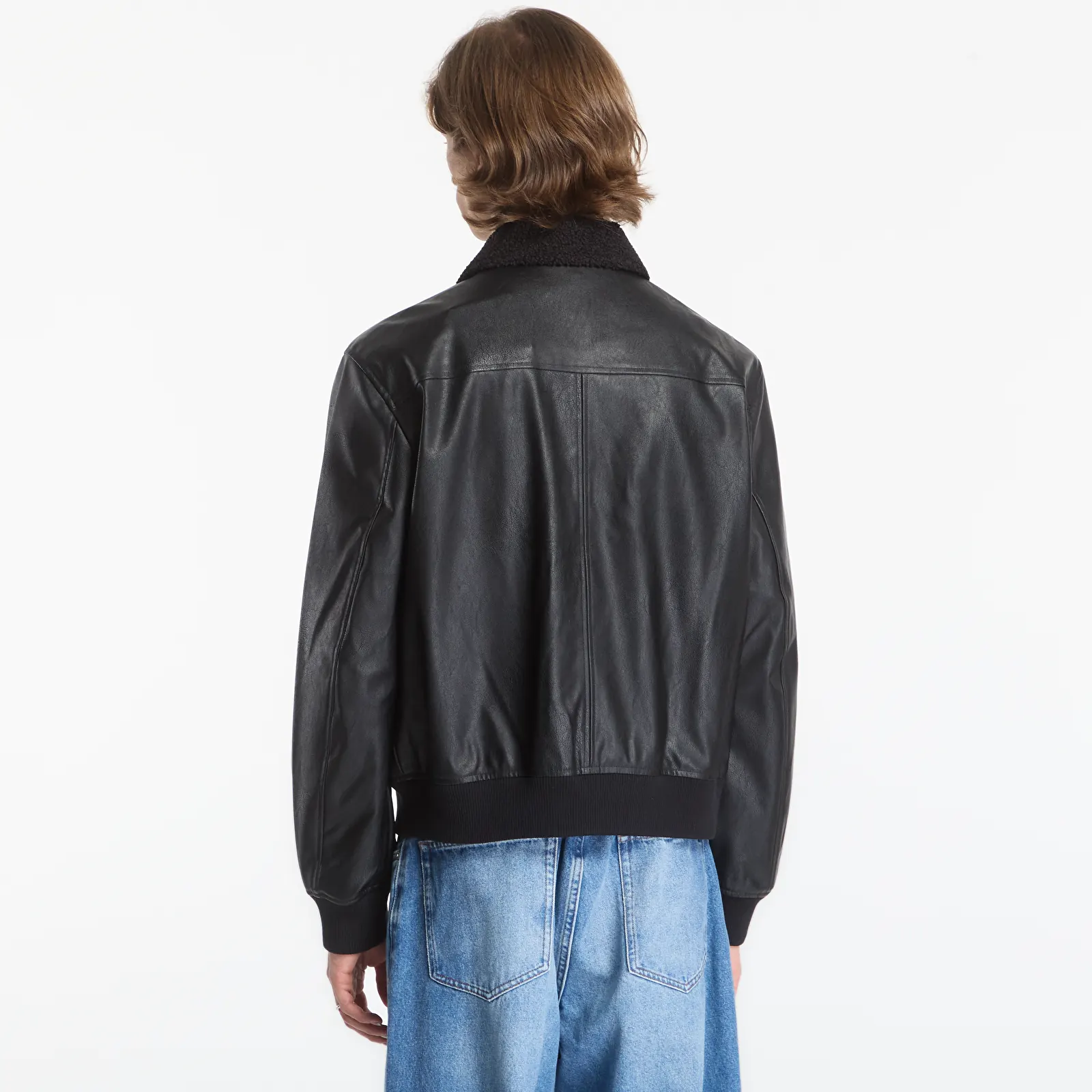 Herren-Bomber Calvin Klein Jeans Ls Faux Leather Sher Black