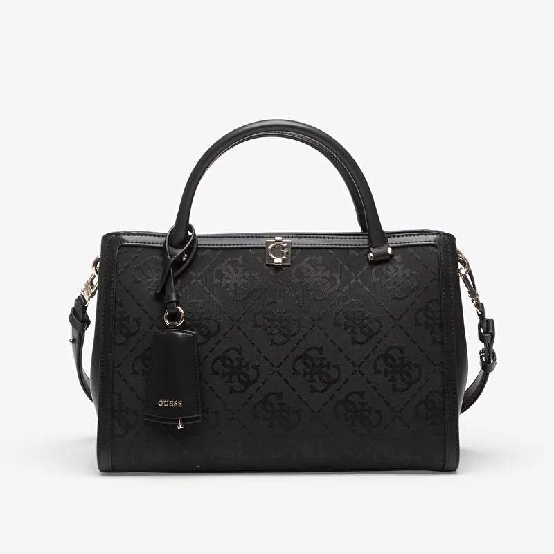 GUESS Audrey Logo Girlfriend Satchel Black Logo