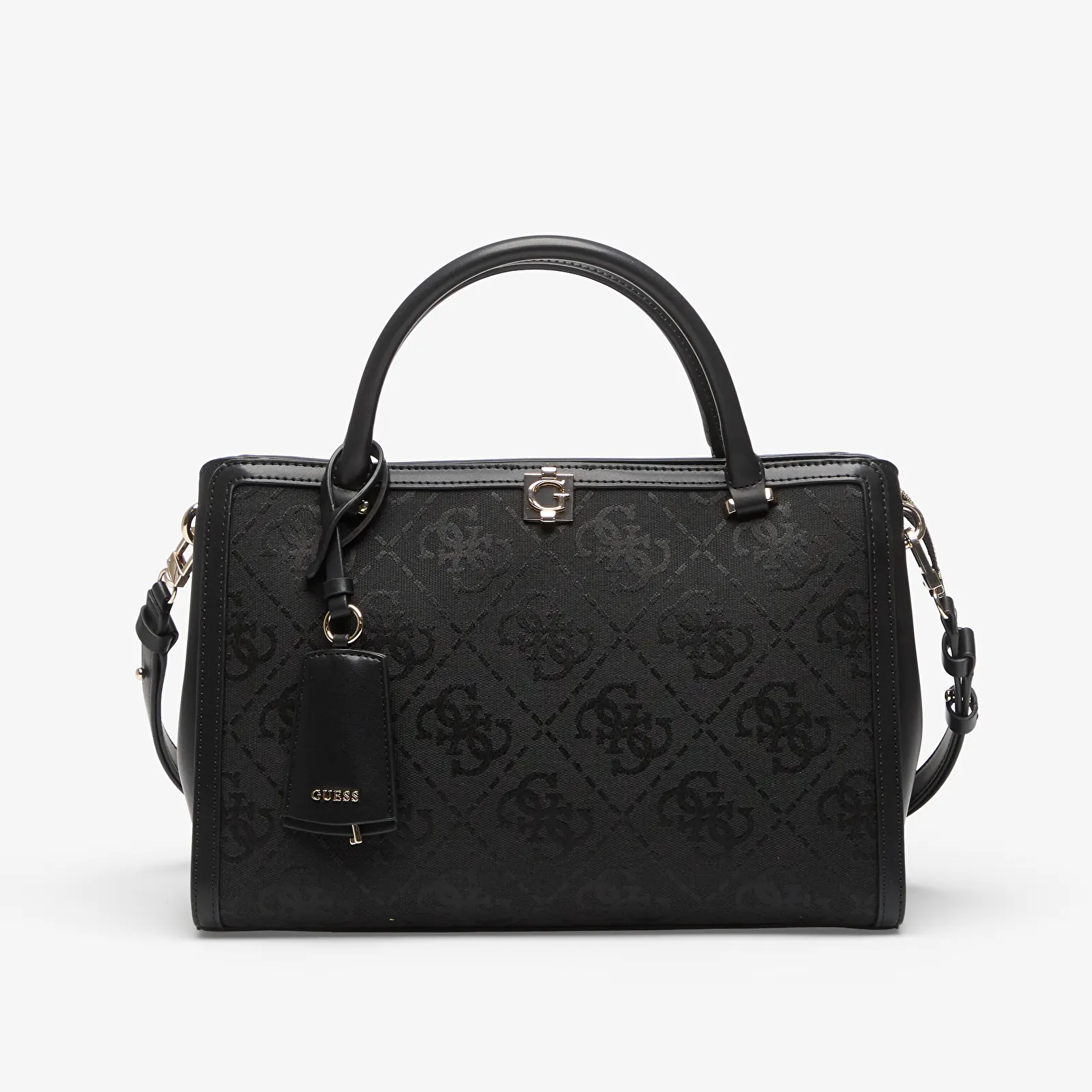 Kabelky GUESS Audrey Logo Girlfriend Satchel Black Logo