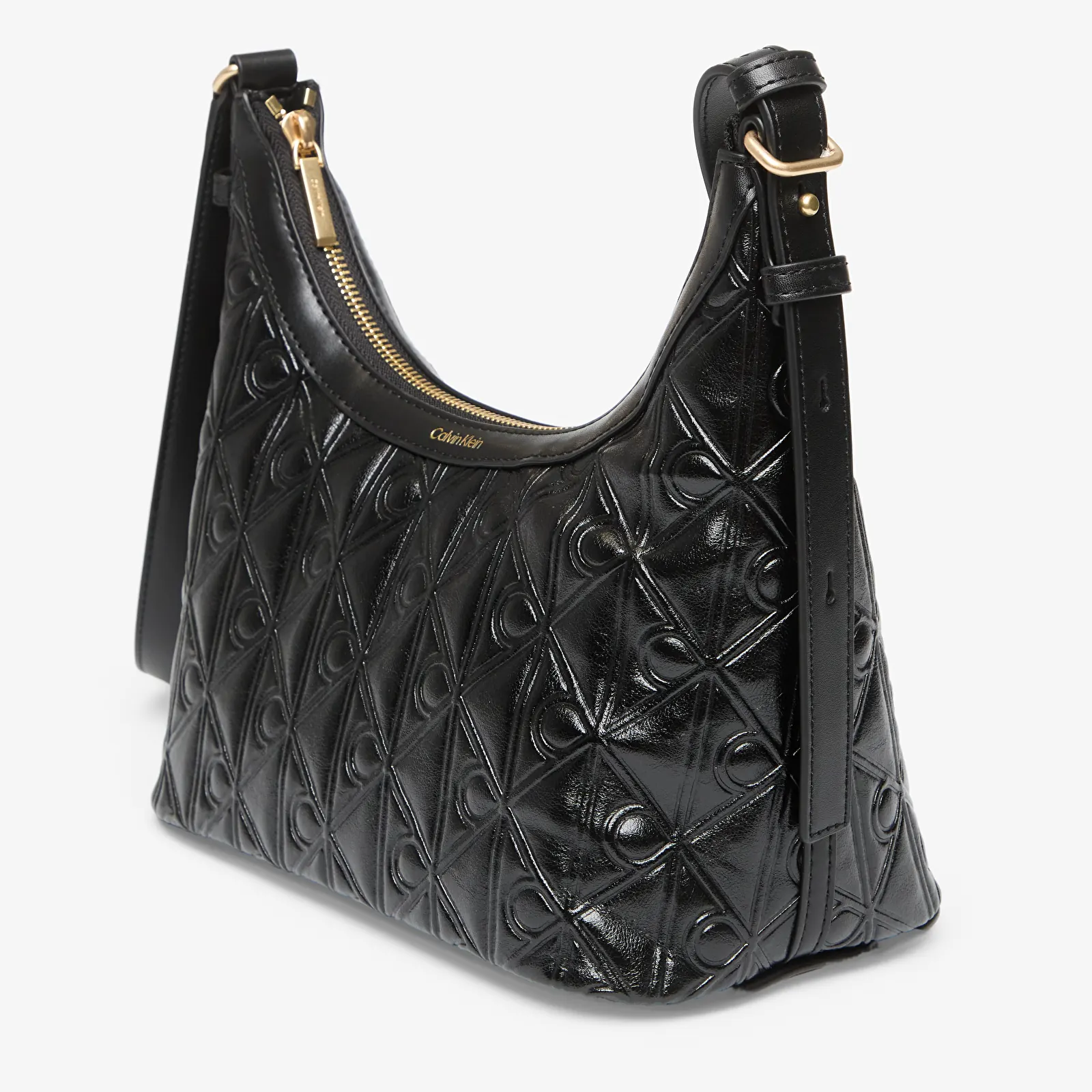Handbags Calvin Klein Emblem Aop Debossed Shoulder Bag Black