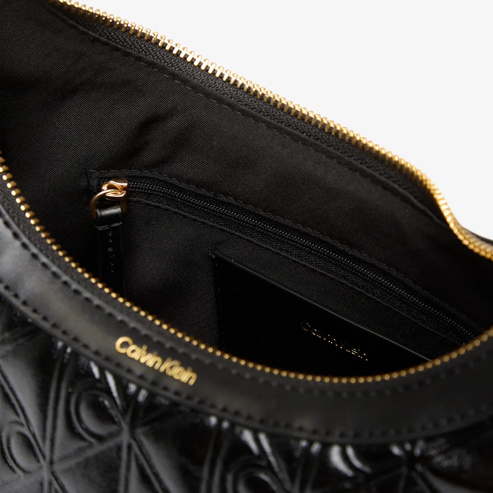 Handbags Calvin Klein Emblem Aop Debossed Shoulder Bag Black