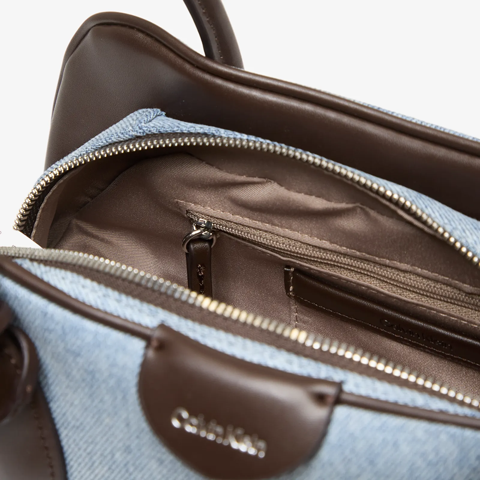 Handbags Calvin Klein Emblem Trio Denim Shoulder Bag LIGHT WASH DENIM