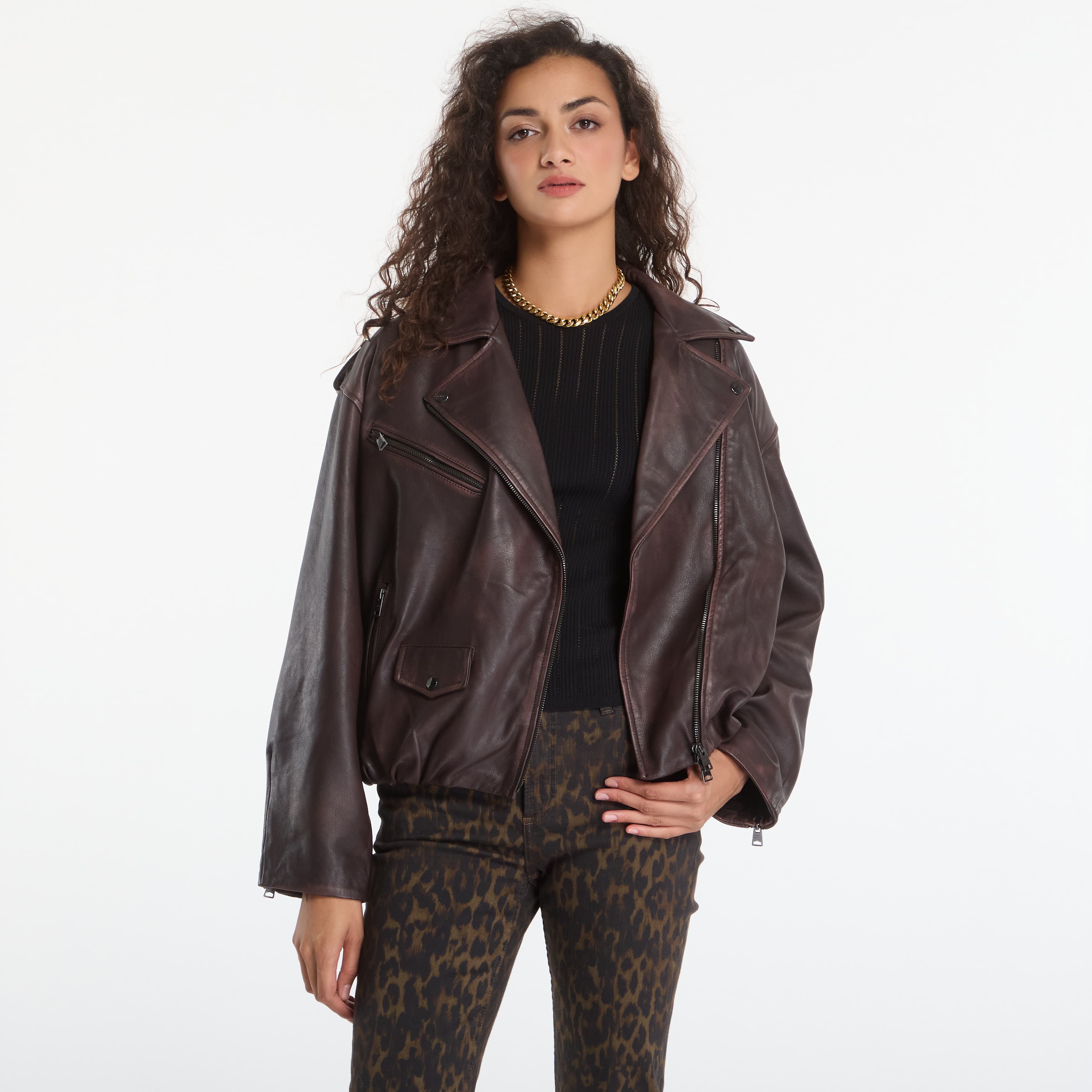 Яке AllSaints Samina Biker Oxblood Red 4