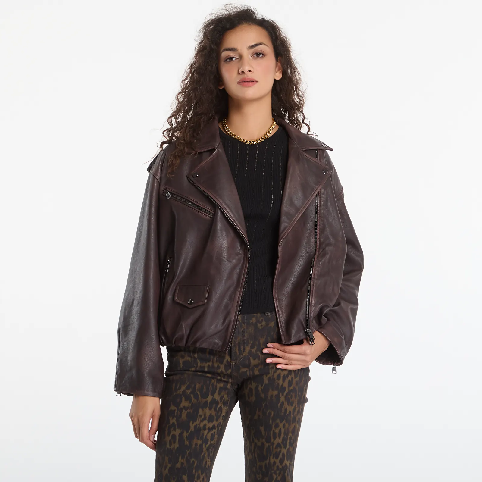 Jakas AllSaints Samina Biker Oxblood Red
