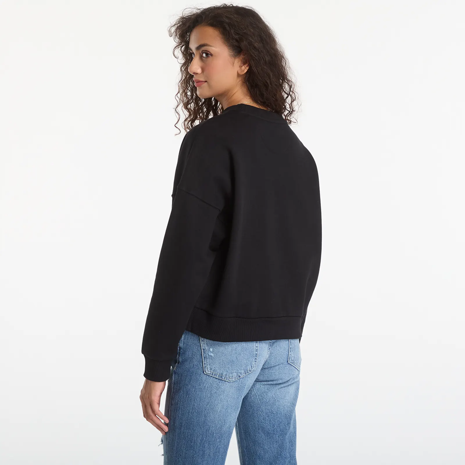 Mikinas ar kapuci un sporta krekli GUESS Cn Triangle Glitter Sweatshirt Jet Black