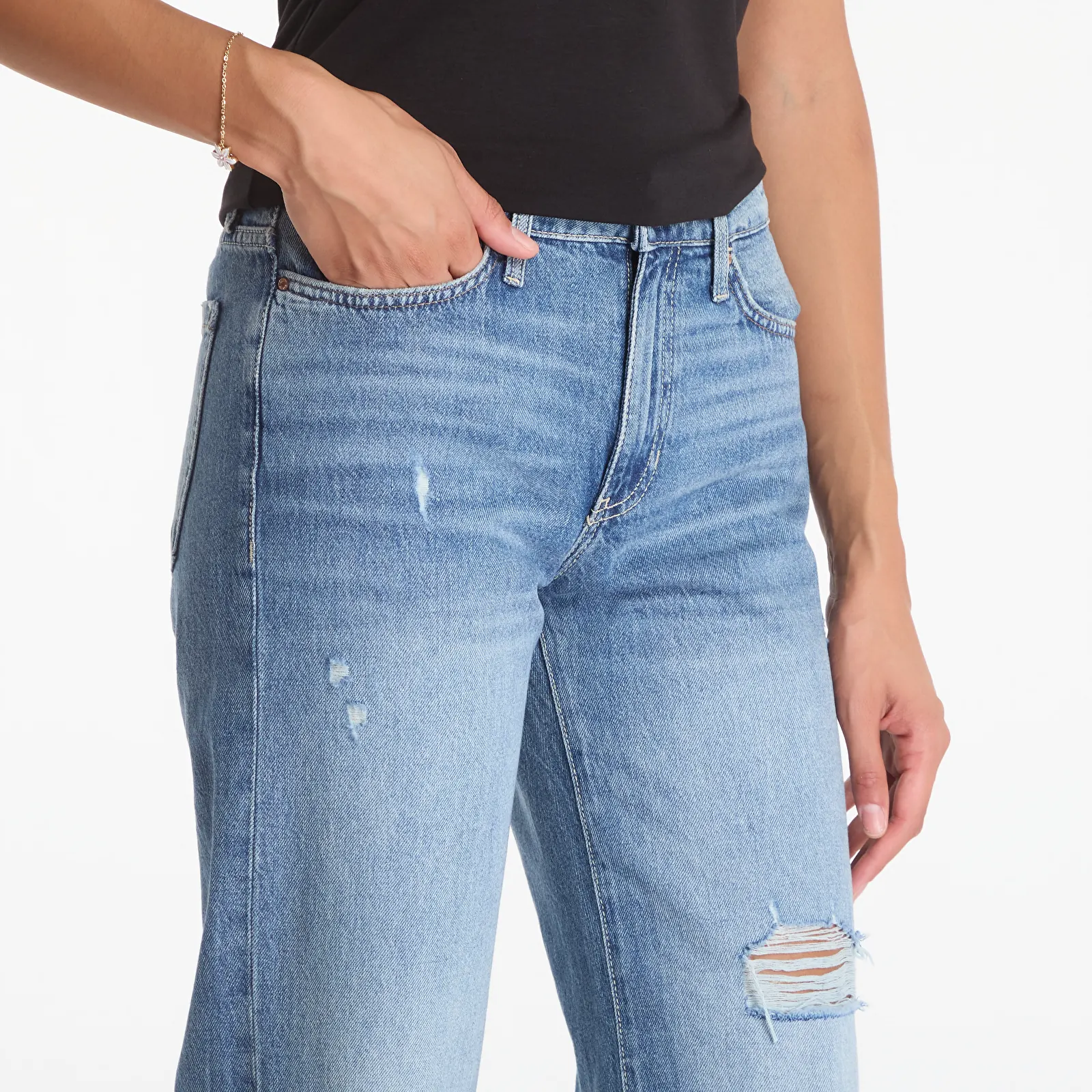 Teksad GUESS Mid Rise Slouchy Fit Brown