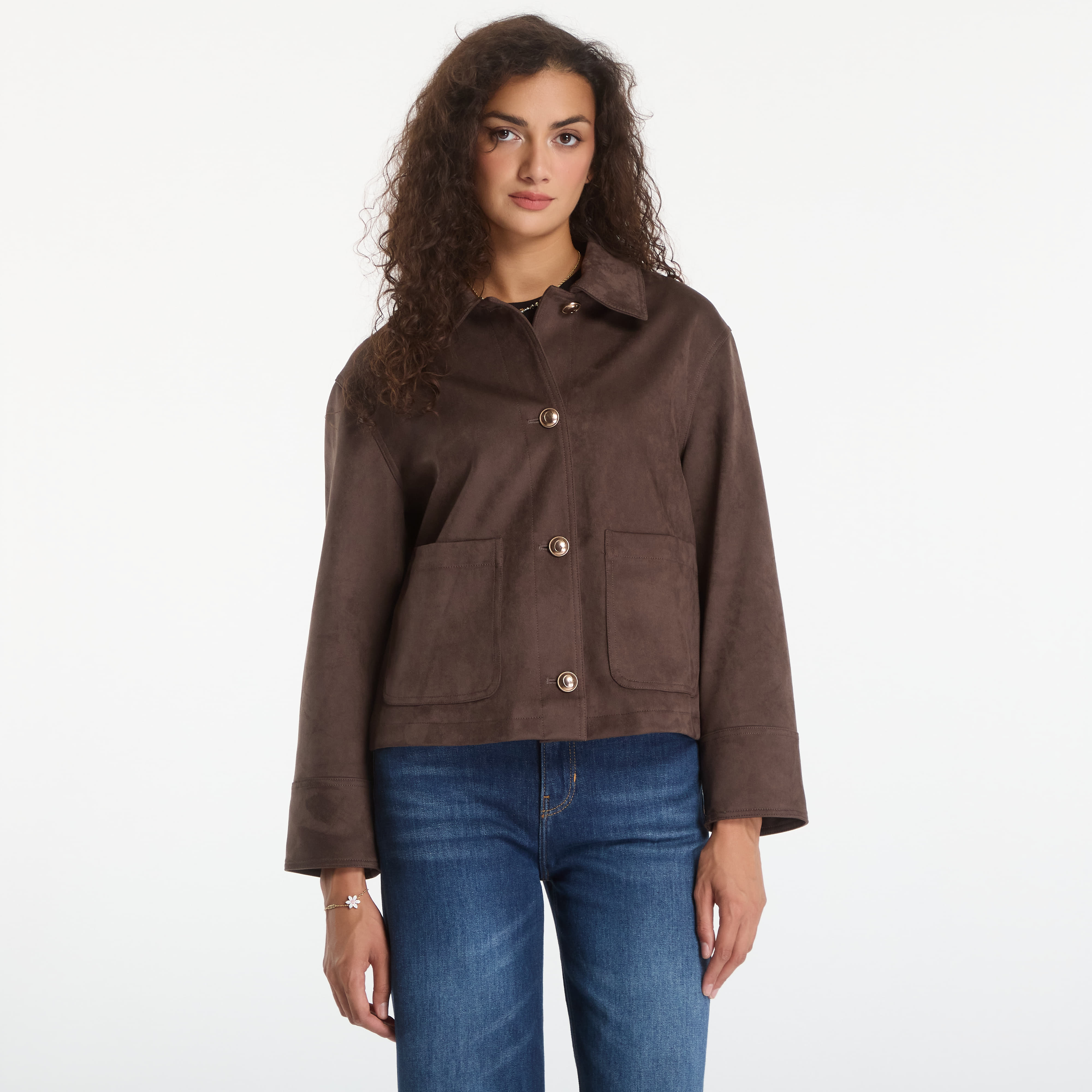 Палто GUESS Grace Suede Jacket Espresso Brown/ Multi XS