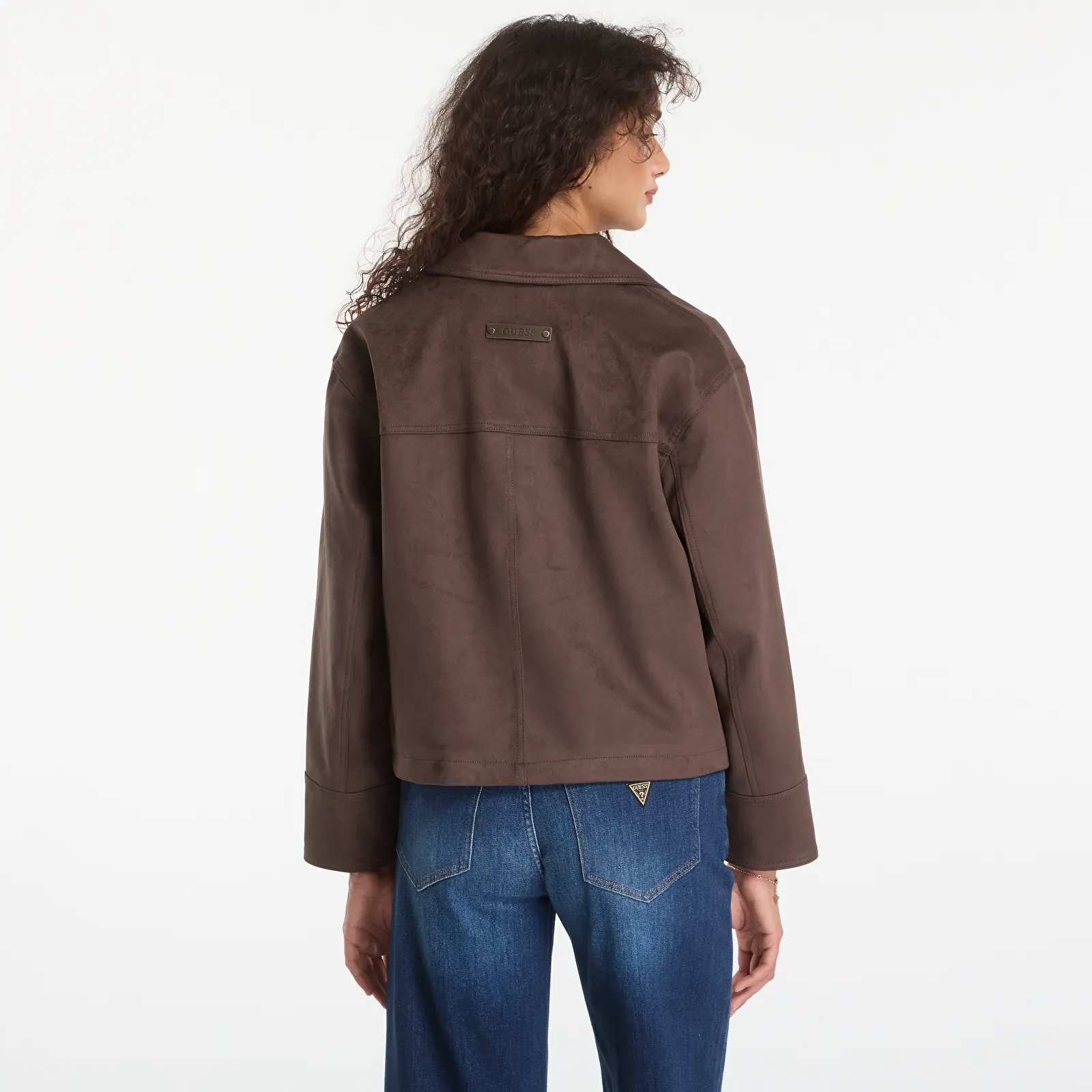 Mēteļi GUESS Grace Suede Jacket Espresso Brown/ Multi
