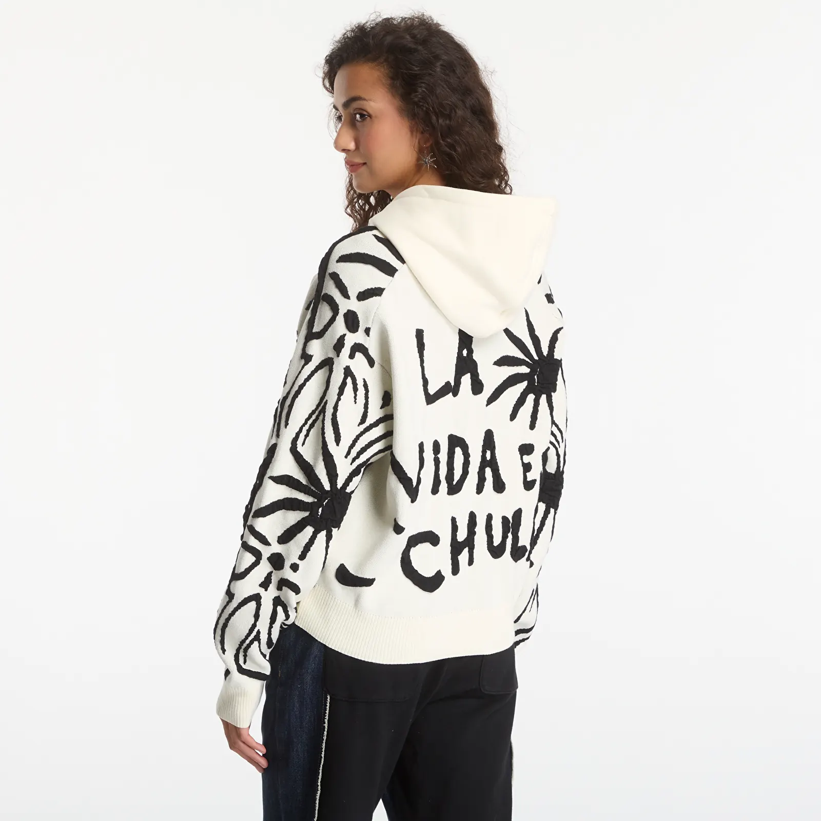 Mikinas ar kapuci un sporta krekli Desigual La Vida Es Chula Sweat White