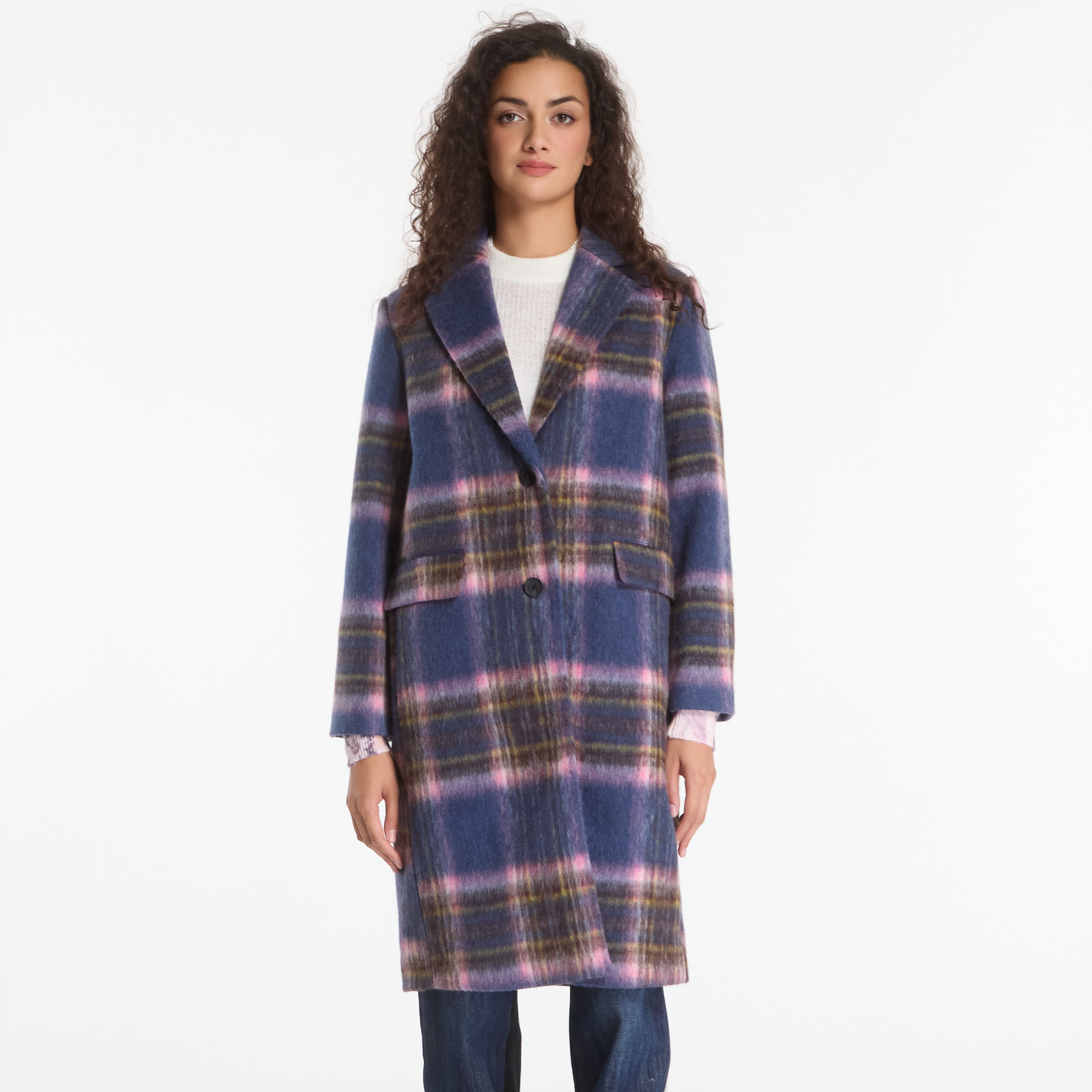 Палто Desigual Checkered Coat Blue M
