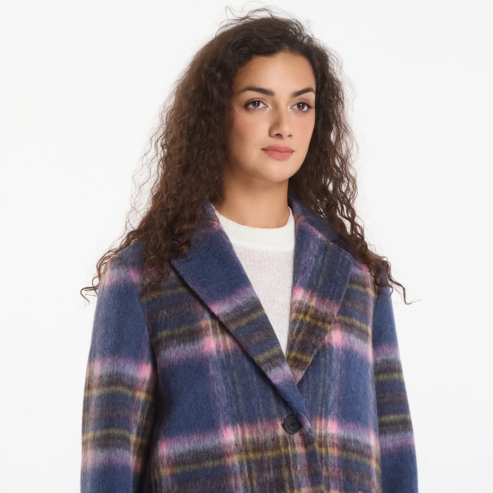 Coats Desigual Checkered Coat Blue