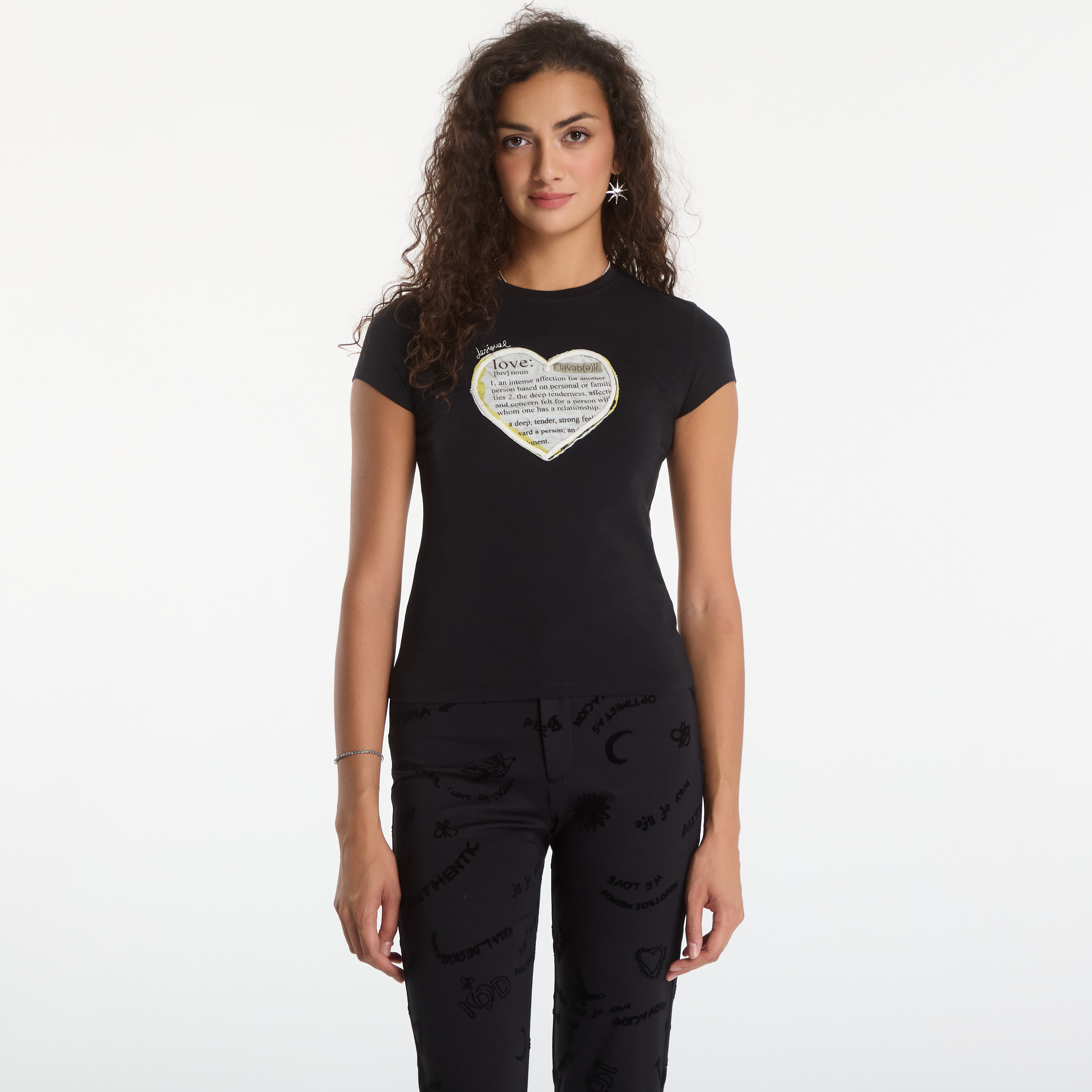 Тениска Desigual Love T-Shirt Black M