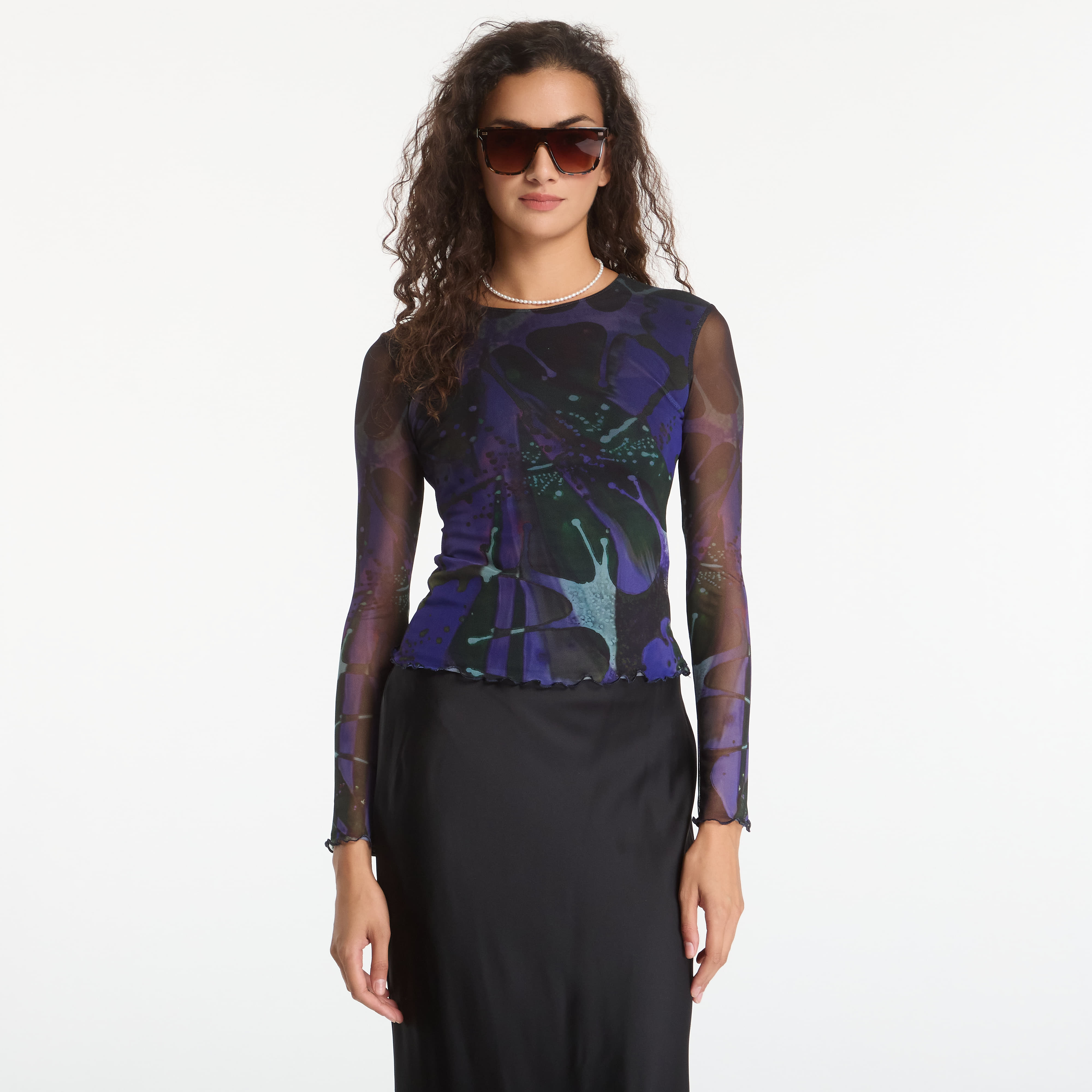 Тениска Desigual Dots Leaf Lacroix T-Shirt Blue M