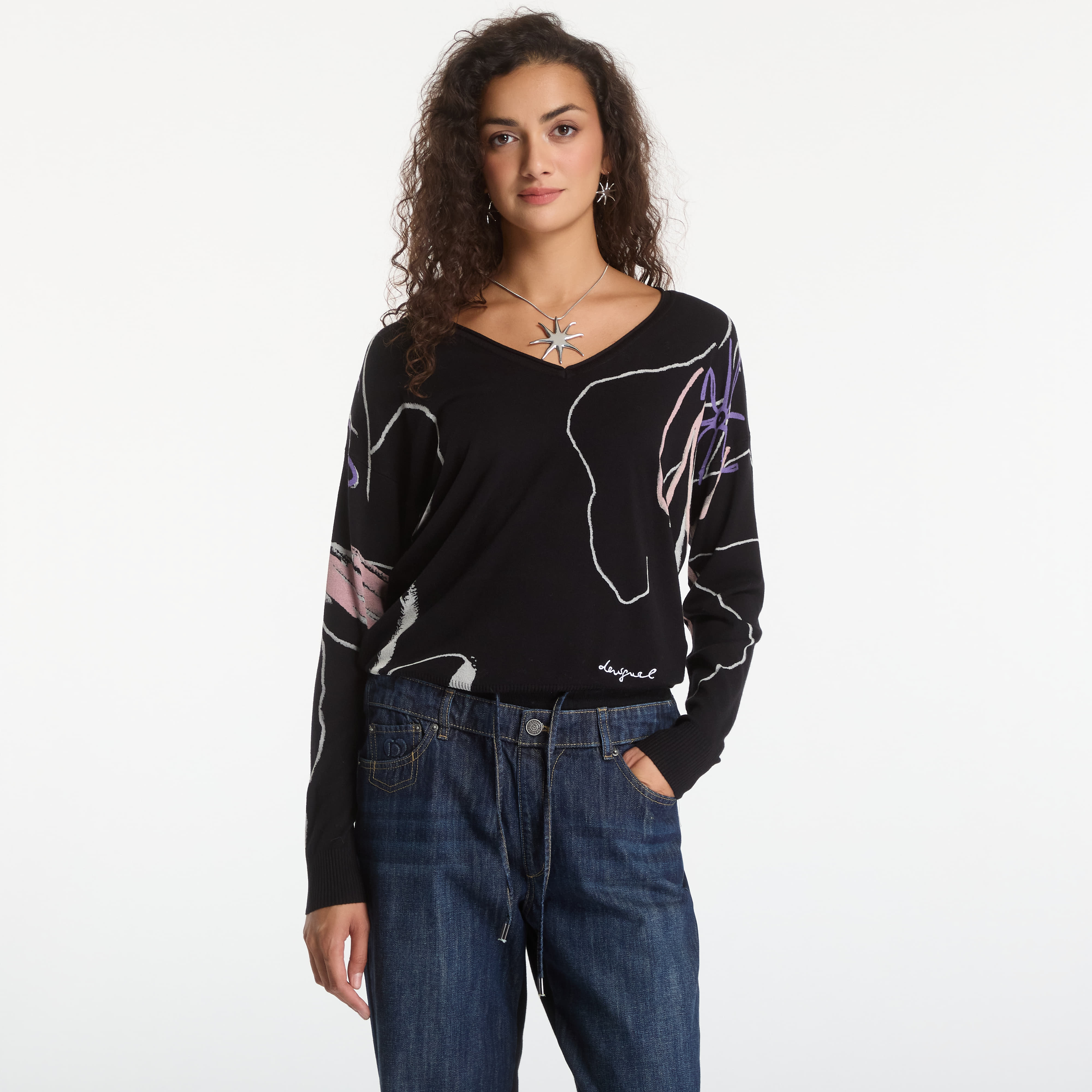 Пуловер Desigual Femnaif Pullover Black M