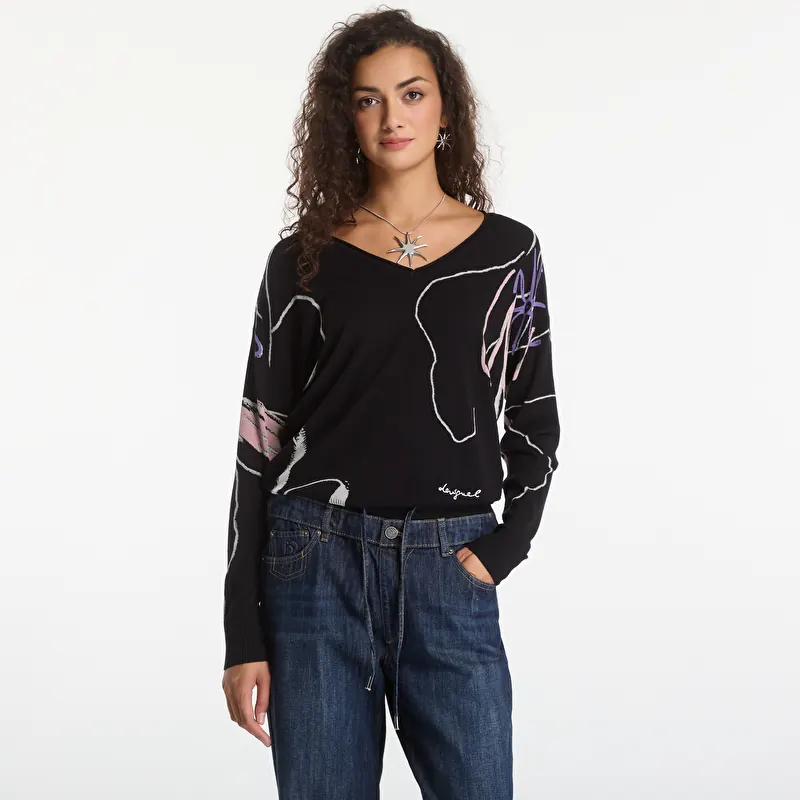 Πουλόβερ Desigual Femnaif Pullover Black