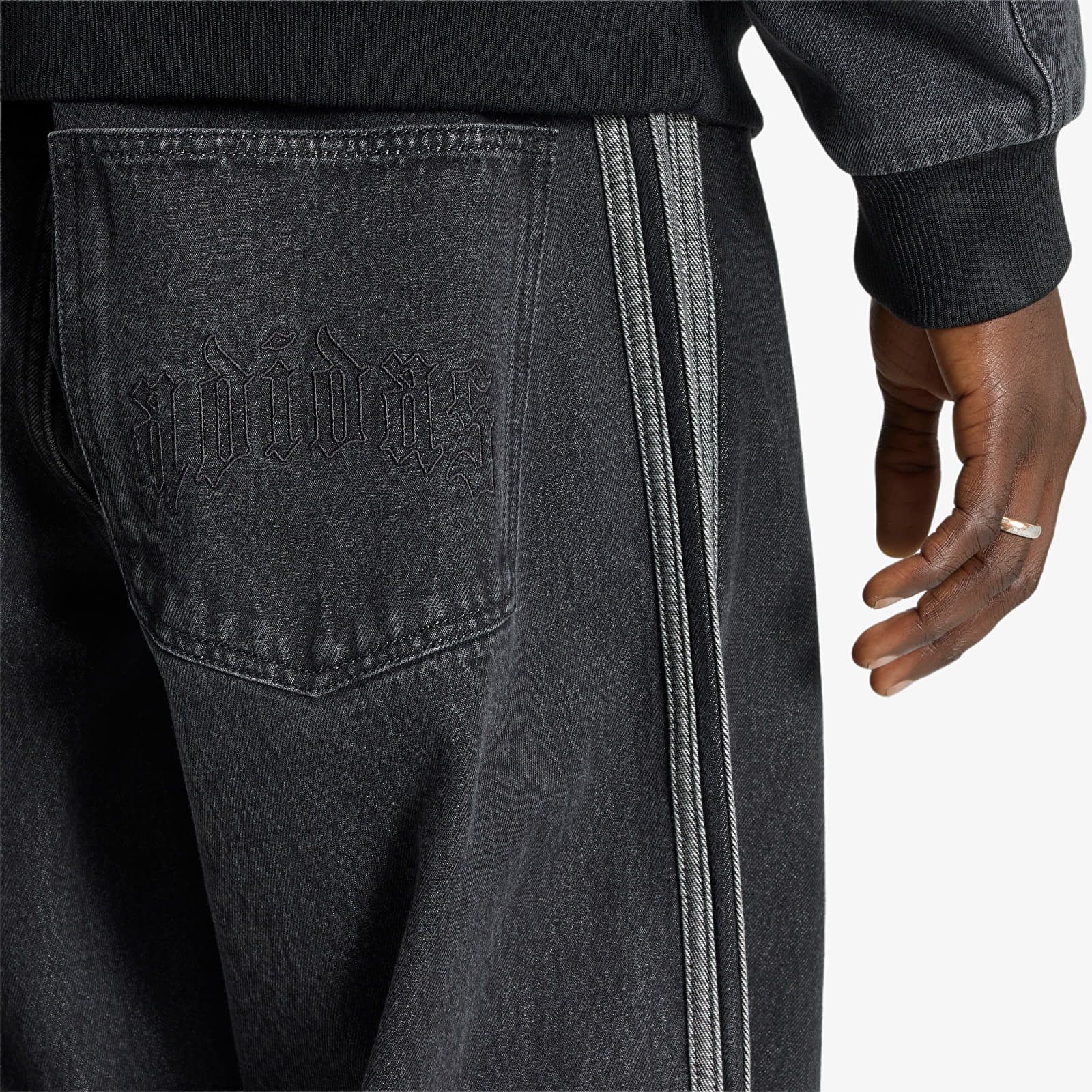 Men's jeans adidas SST Denim Jeans MID-RISE Straight Leg True Black Denim