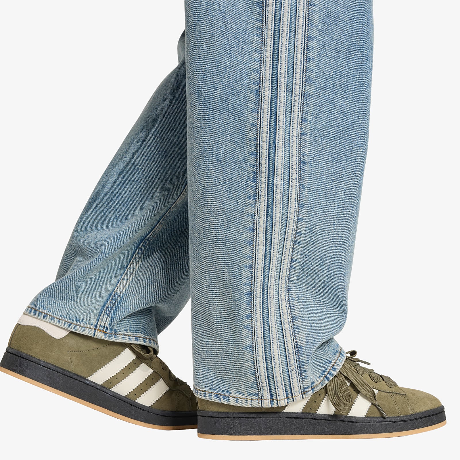Herren-Jeans adidas Firebird Adicolor Denim Jeans MID-RISE Straight Leg Worn Blue Denim