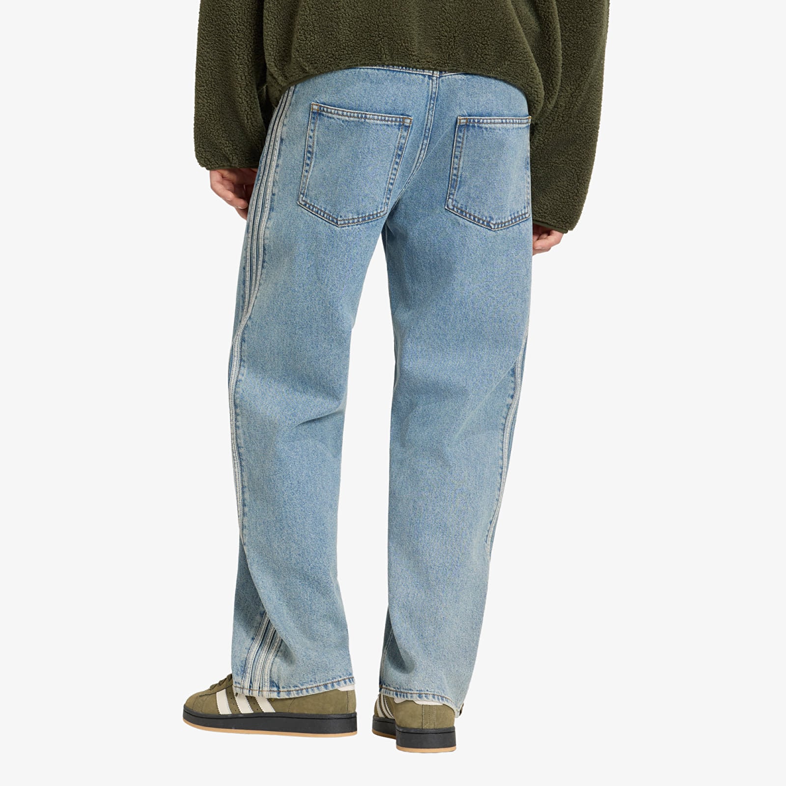 Herren-Jeans adidas Firebird Adicolor Denim Jeans MID-RISE Straight Leg Worn Blue Denim