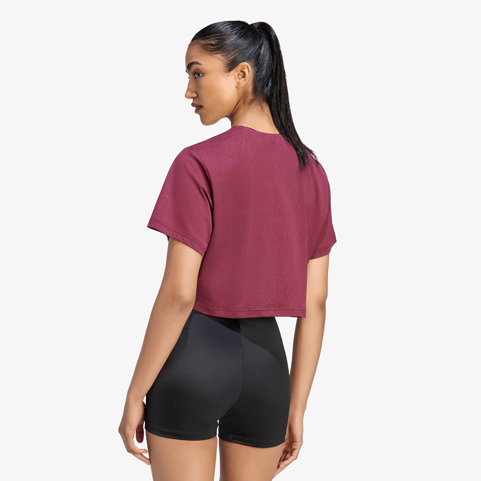 T-Shirts Frau adidas Tennis Climacool Lace Crop T-Shirt Pro Maroon
