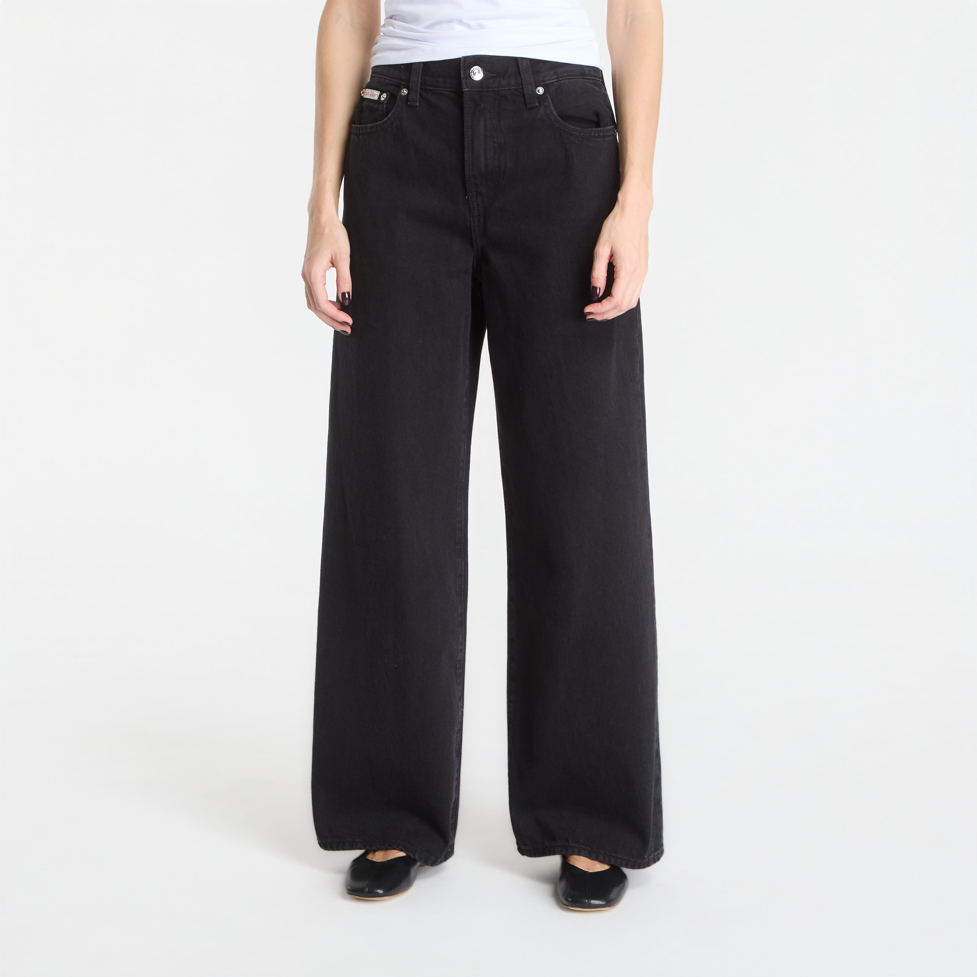 Дънки Calvin Klein The Wide Leg Worn Black 30