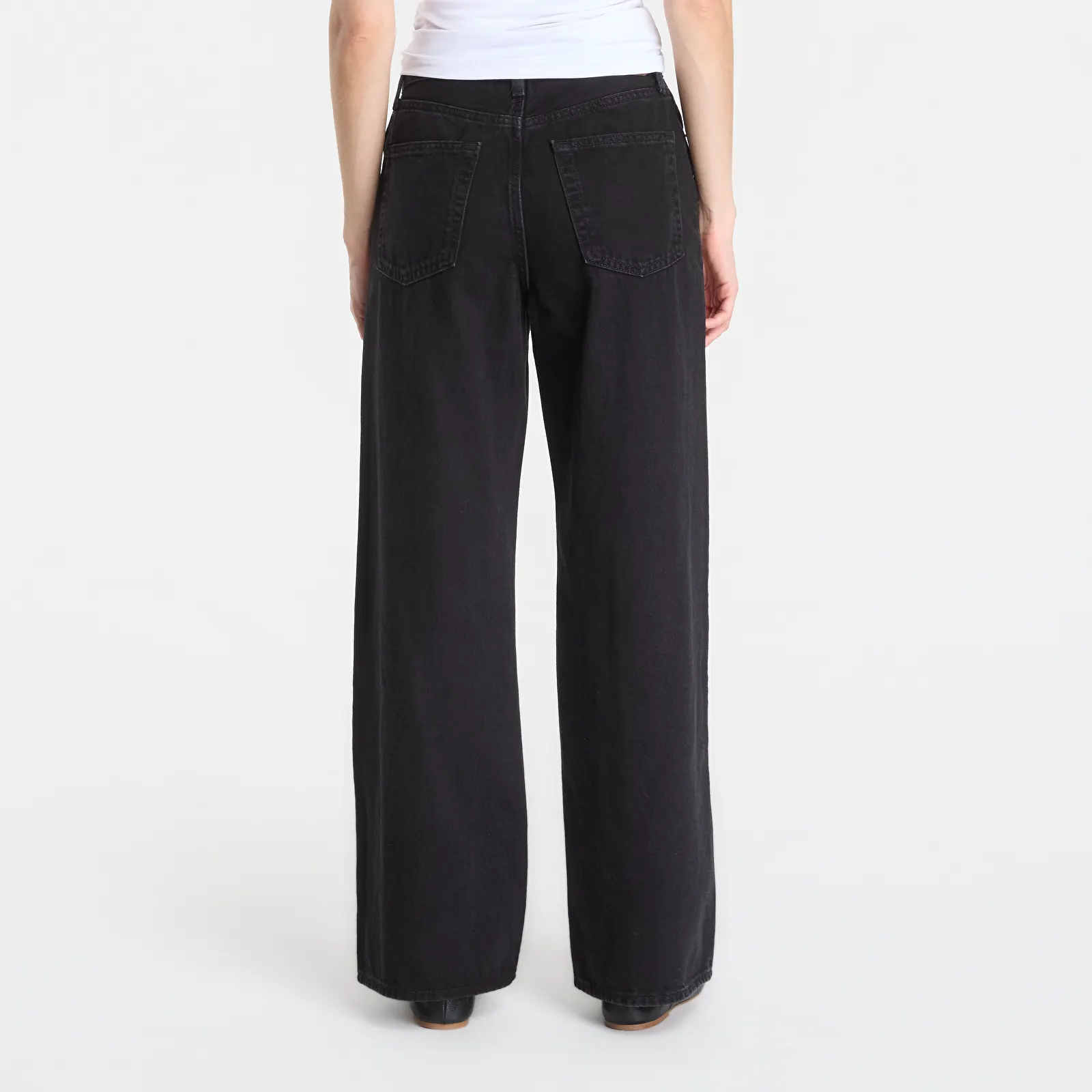 Ženske kavbojke Calvin Klein The Wide Leg Worn Black
