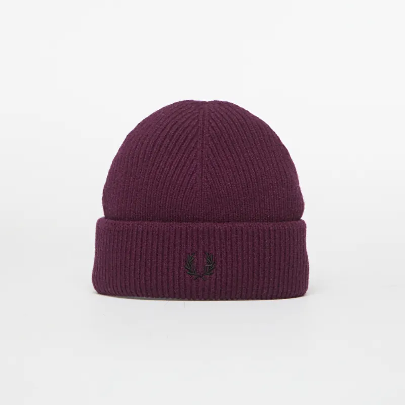 FRED PERRY Classic Wool Beanie Plum