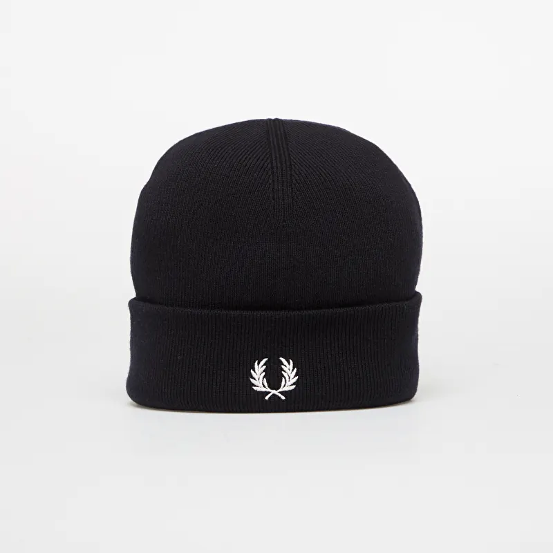 Čepice FRED PERRY Classic Merino Wool Beanie Navy/ Snow White