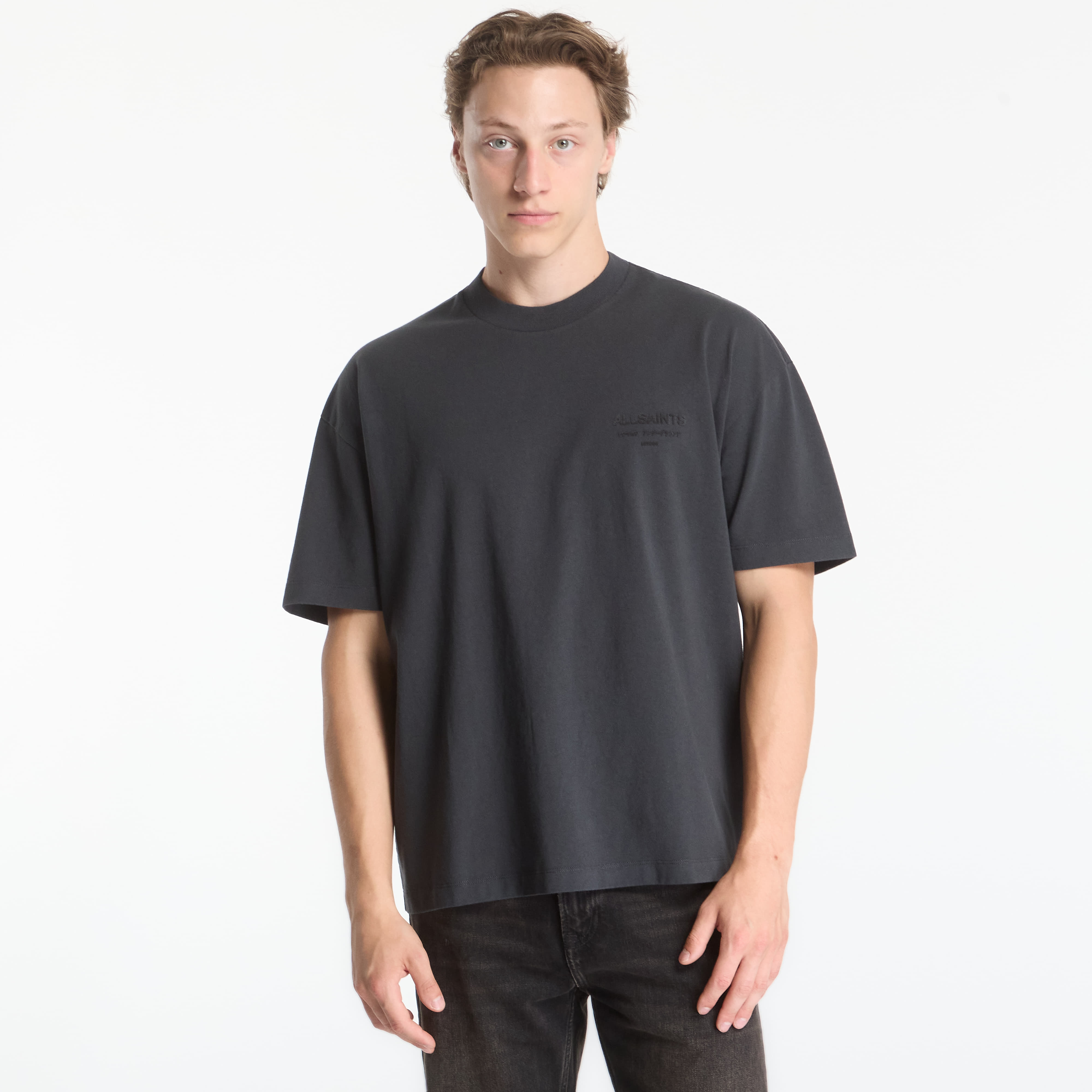 Тениска AllSaints Xander Ss Crew Carter Grey L