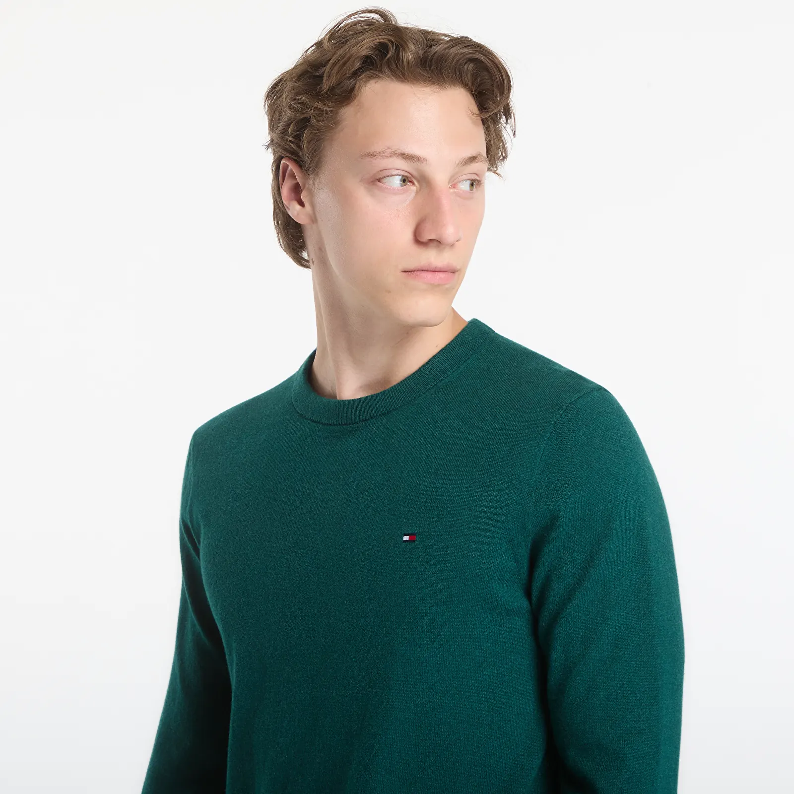 Pulóverek Tommy Hilfiger Pima Organic Cotton Cashmere Crew Neck Ornamental Green Heather