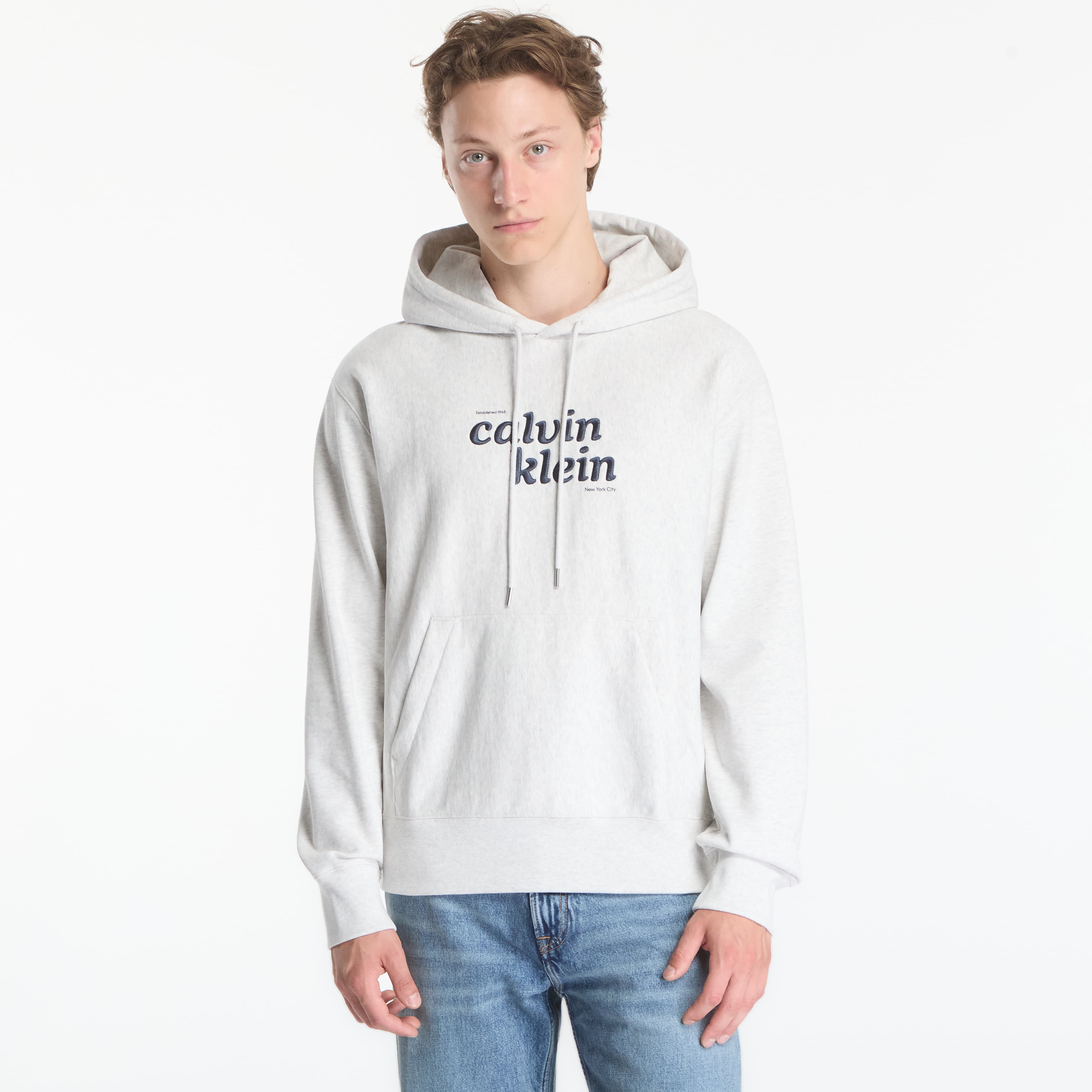 Суитшърт Calvin Klein Jeans Ls Premium Terry Graphic Hoodie Snowy Heather S