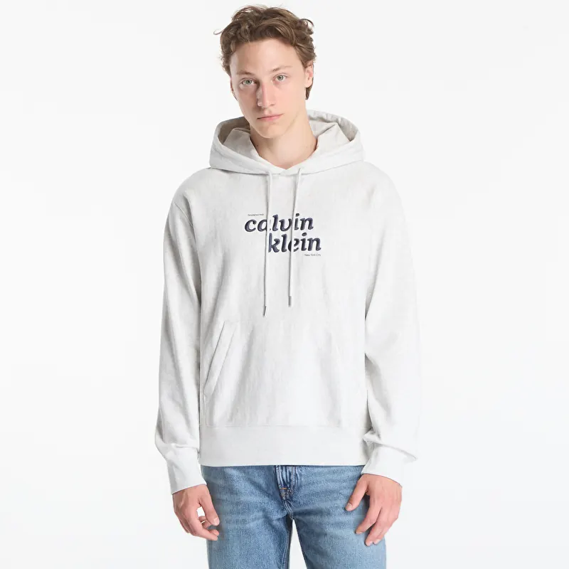 Calvin Klein Jeans Ls Premium Terry Graphic Hoodie Snowy Heather